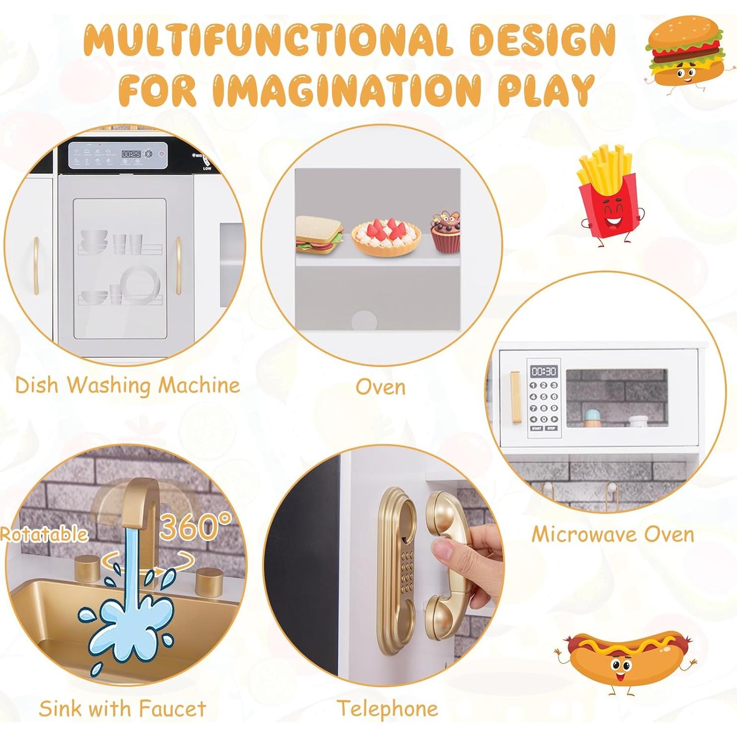 Cocina de Juguete Costzon para Niños con Luz y Sonido 99 cm