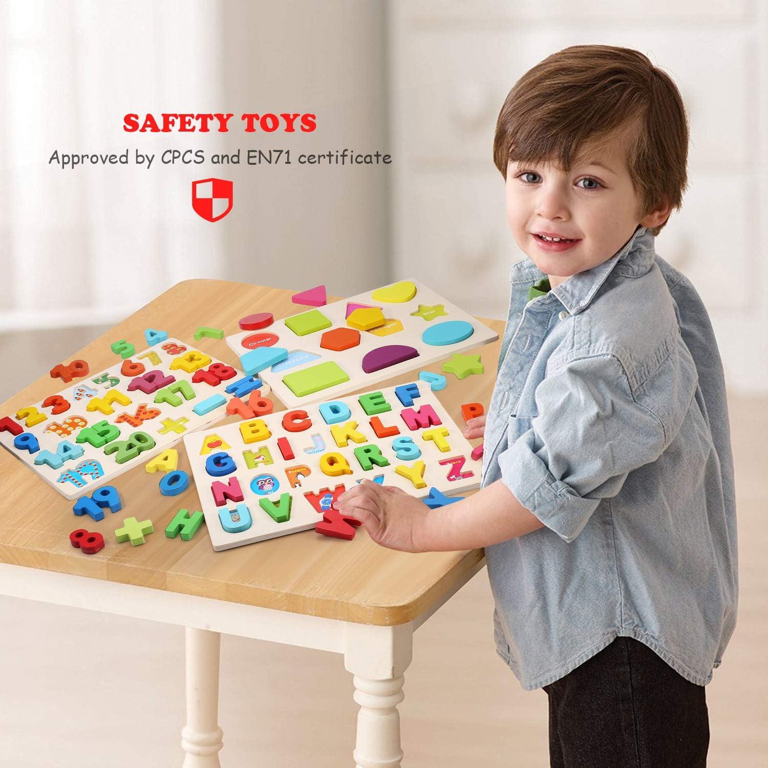 Rompecabezas de Madera Voamuw para Niños 3-5 Años - Letras, Números y Formas