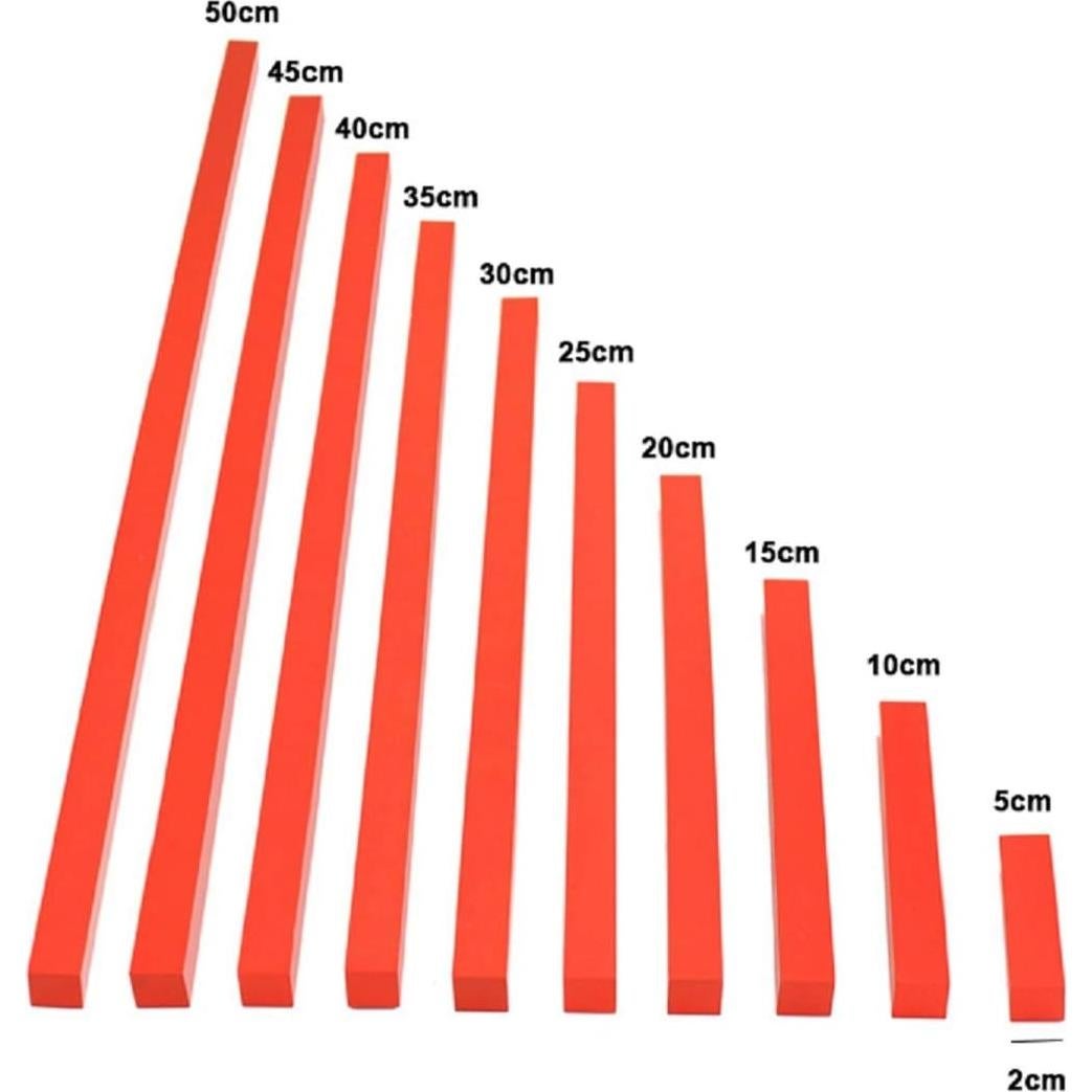Juguetes de Matemáticas de Madera DANNI - Varillas Rojas 5-50cm