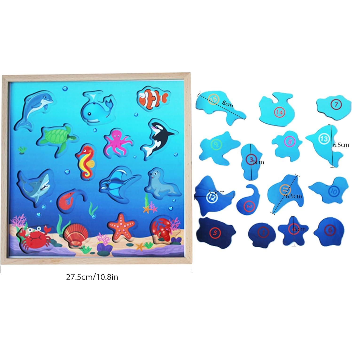 Juego de Pesca Magnética de Madera TOWO - Criaturas Marinas