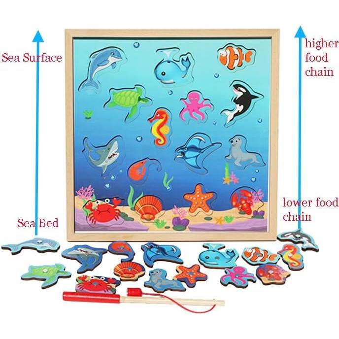 Juego de Pesca Magnética de Madera TOWO - Criaturas Marinas