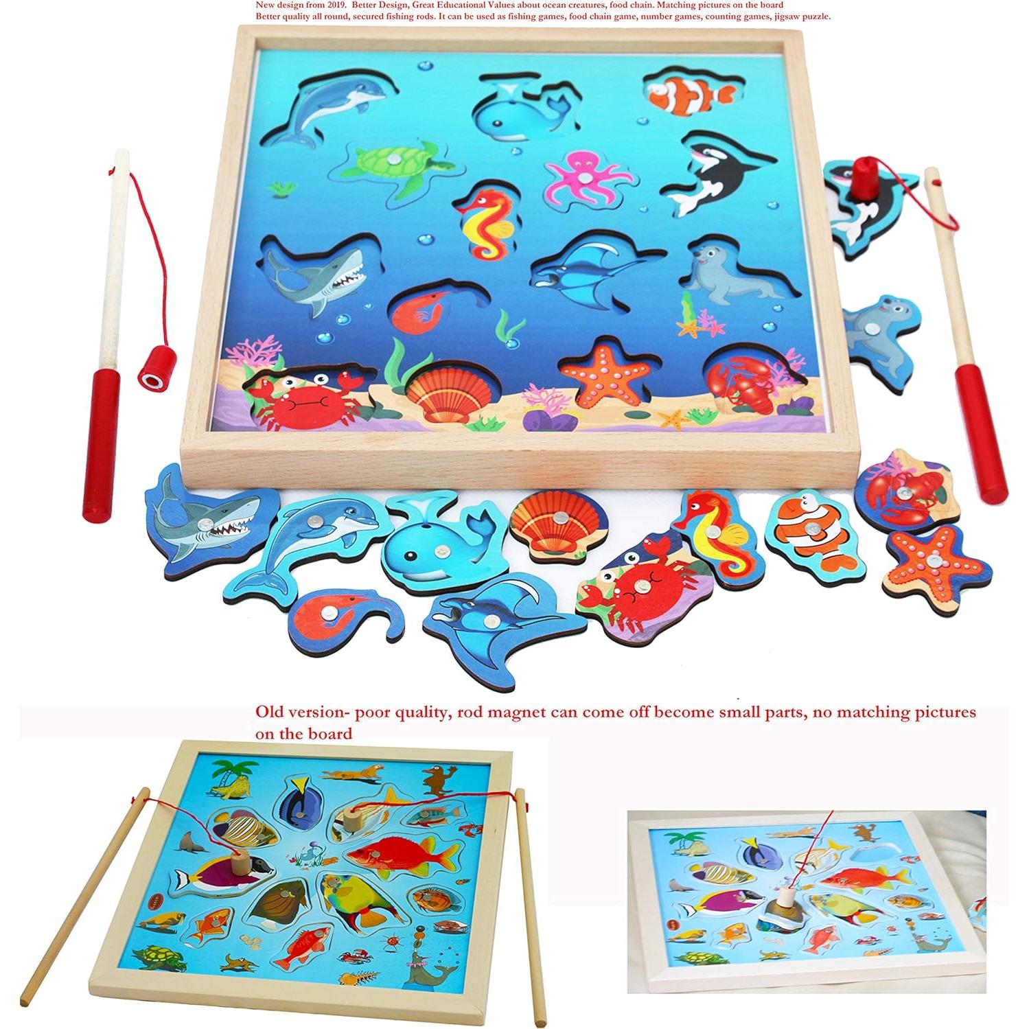 Juego de Pesca Magnética de Madera TOWO - Criaturas Marinas