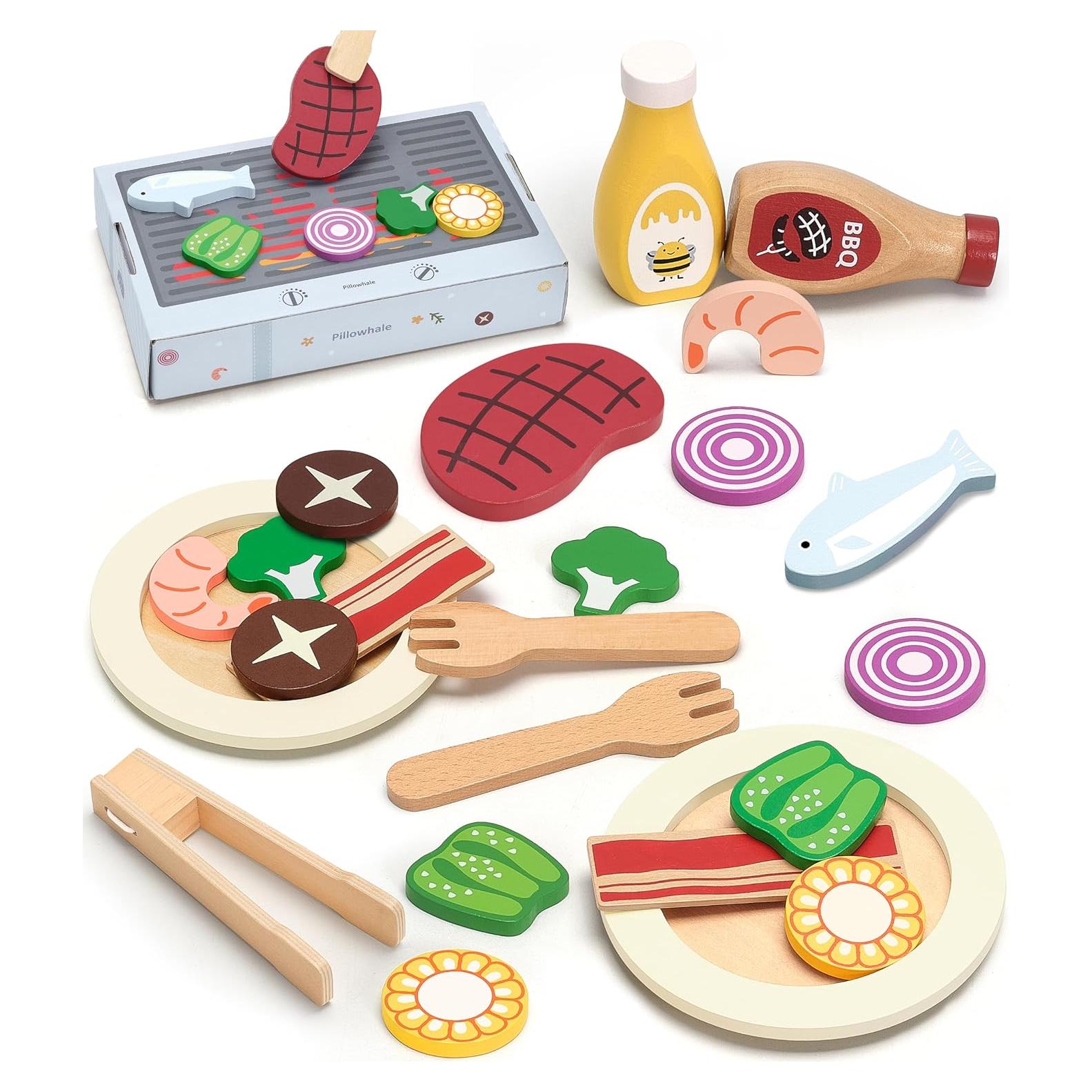 Comida de Madera para Cocina de Niños Pillowhale - 24 Piezas