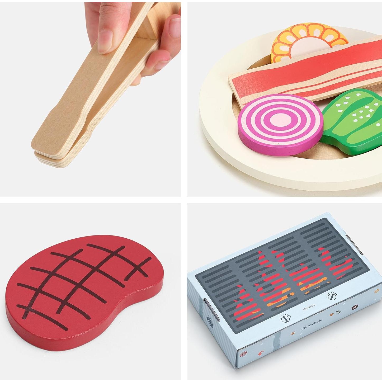 Comida de Madera para Cocina de Niños Pillowhale - 24 Piezas