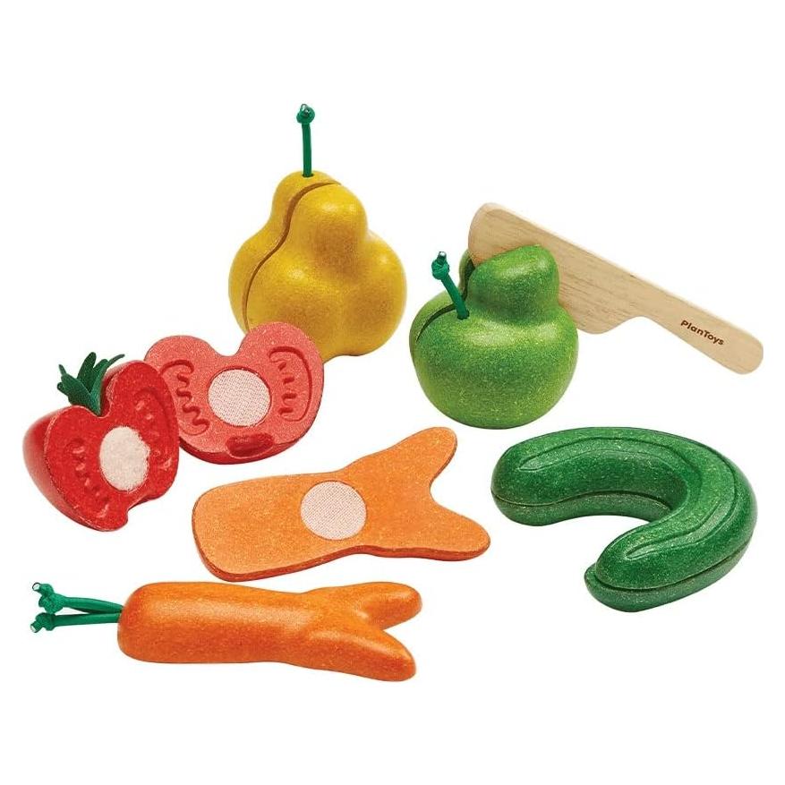 PlanToys Juguete de Comida de Madera Cortable 5 Piezas