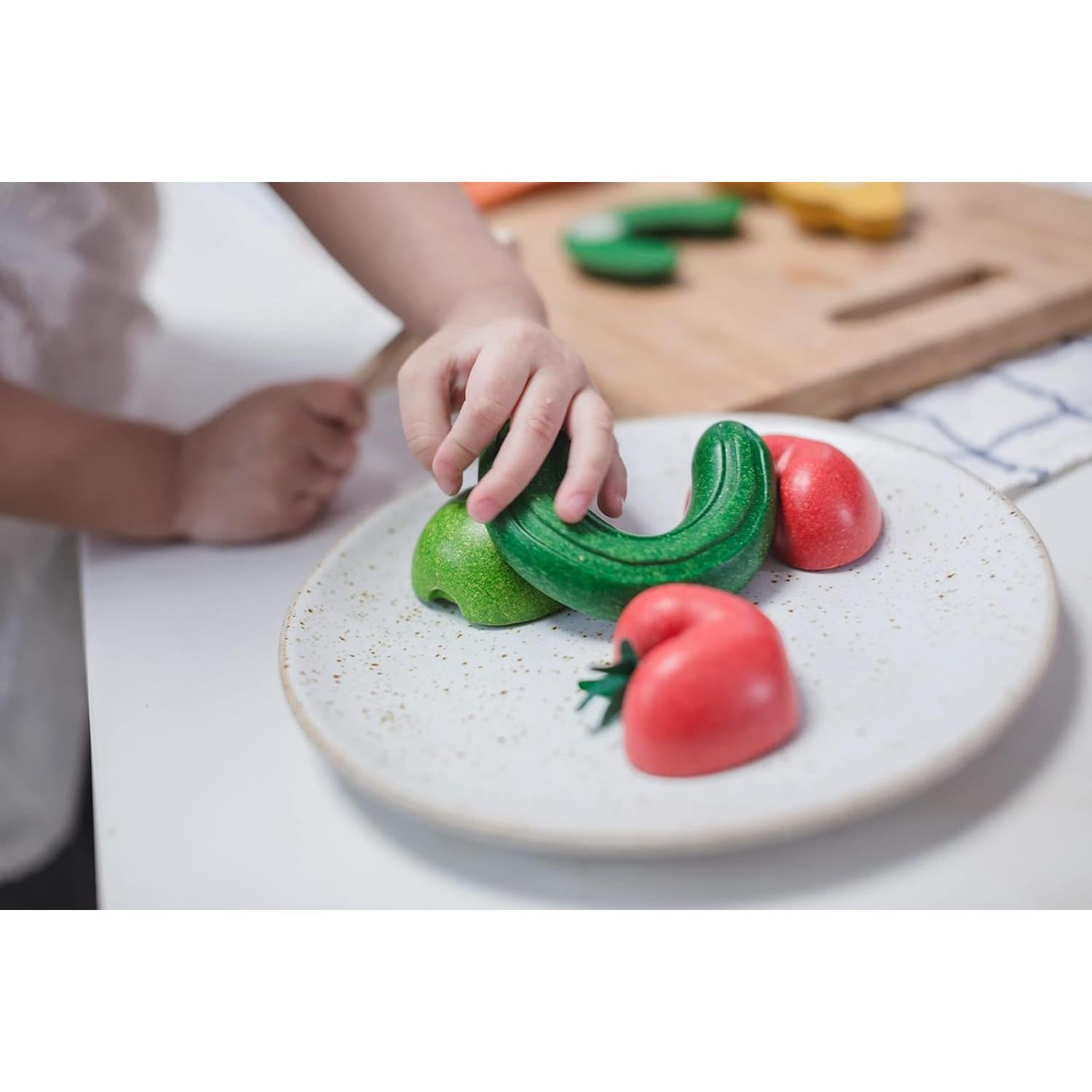 PlanToys Juguete de Comida de Madera Cortable 5 Piezas