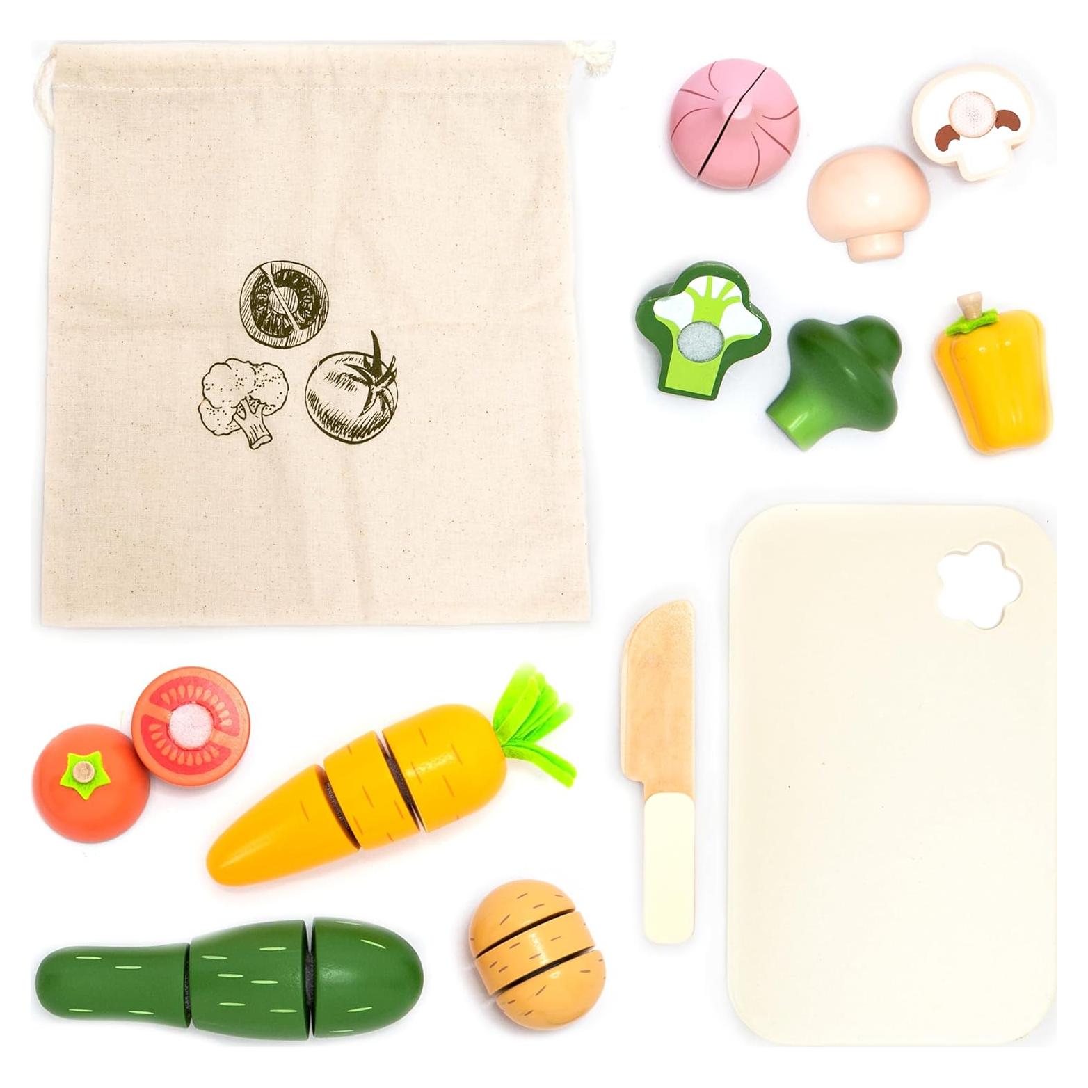 Set de Verduras para Cortar UMU - Juguete de Madera 17 Piezas