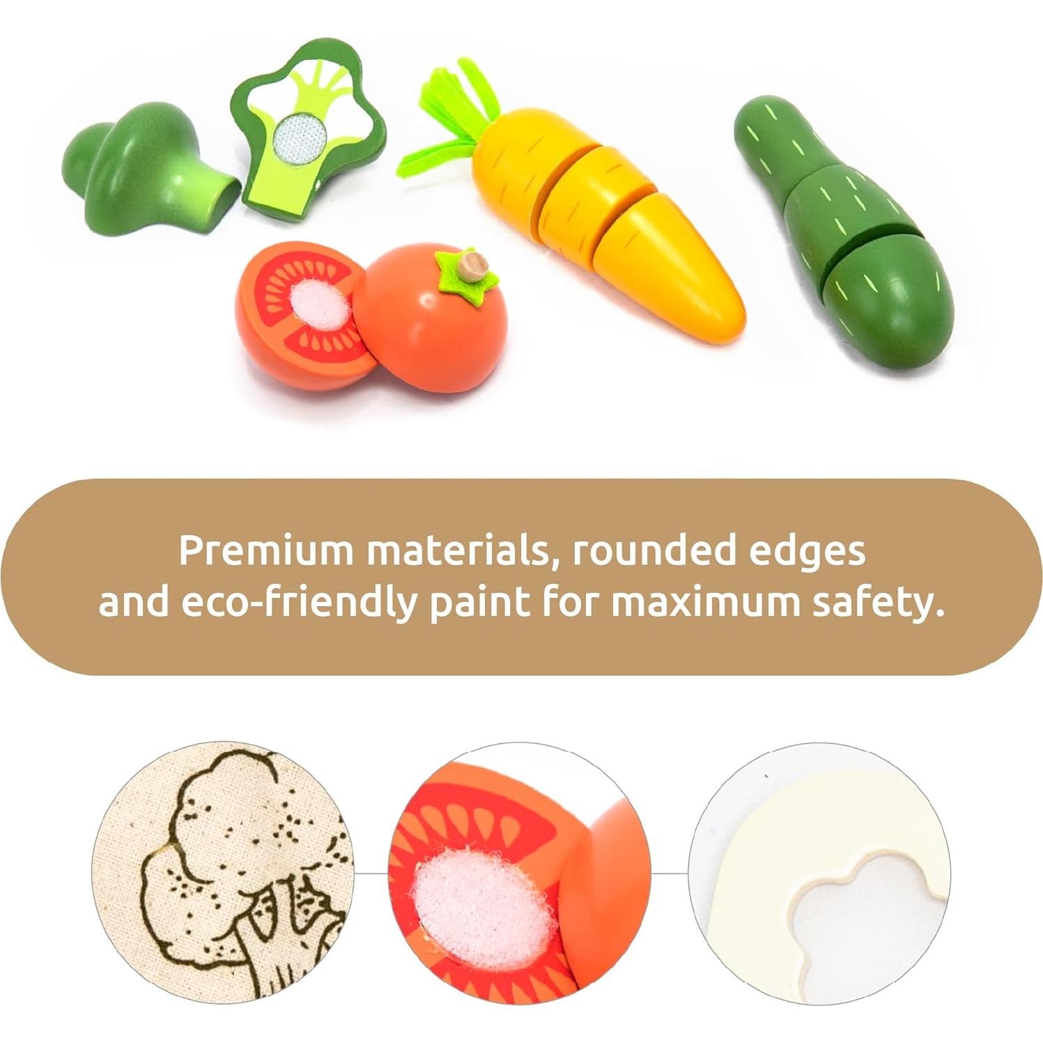 Set de Verduras para Cortar UMU - Juguete de Madera 17 Piezas