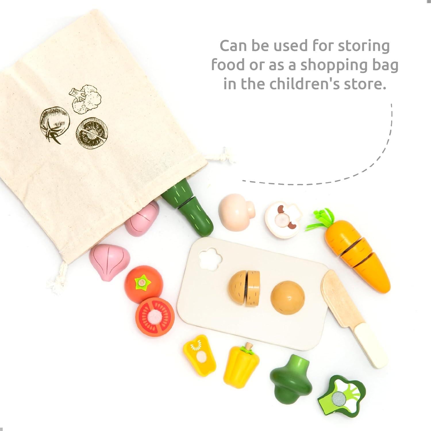 Set de Verduras para Cortar UMU - Juguete de Madera 17 Piezas