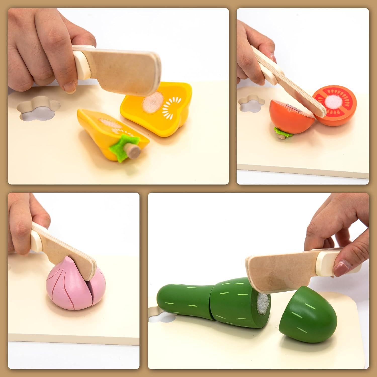 Set de Verduras para Cortar UMU - Juguete de Madera 17 Piezas