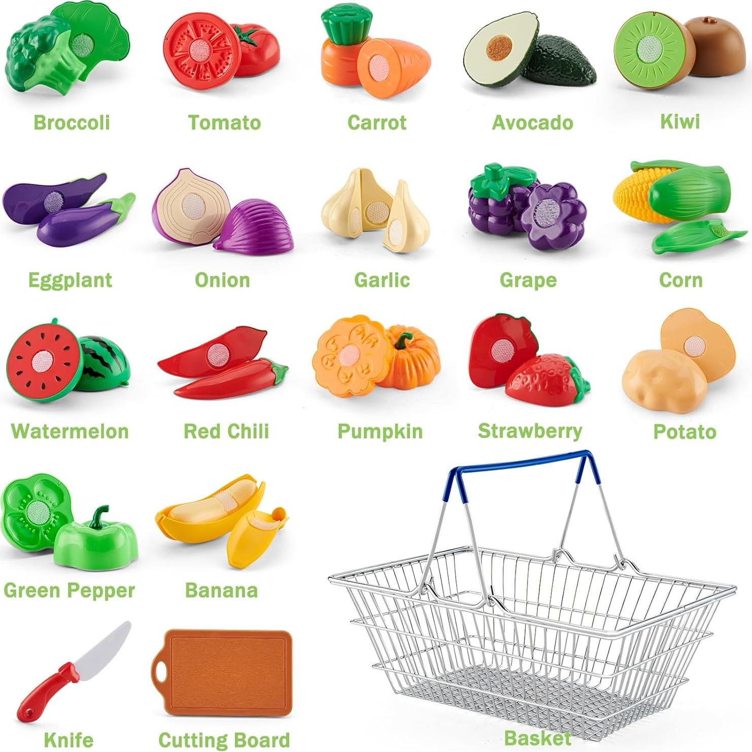 Set de Cocina de Juguete 20 Piezas TikOnsYol Frutas y Verduras