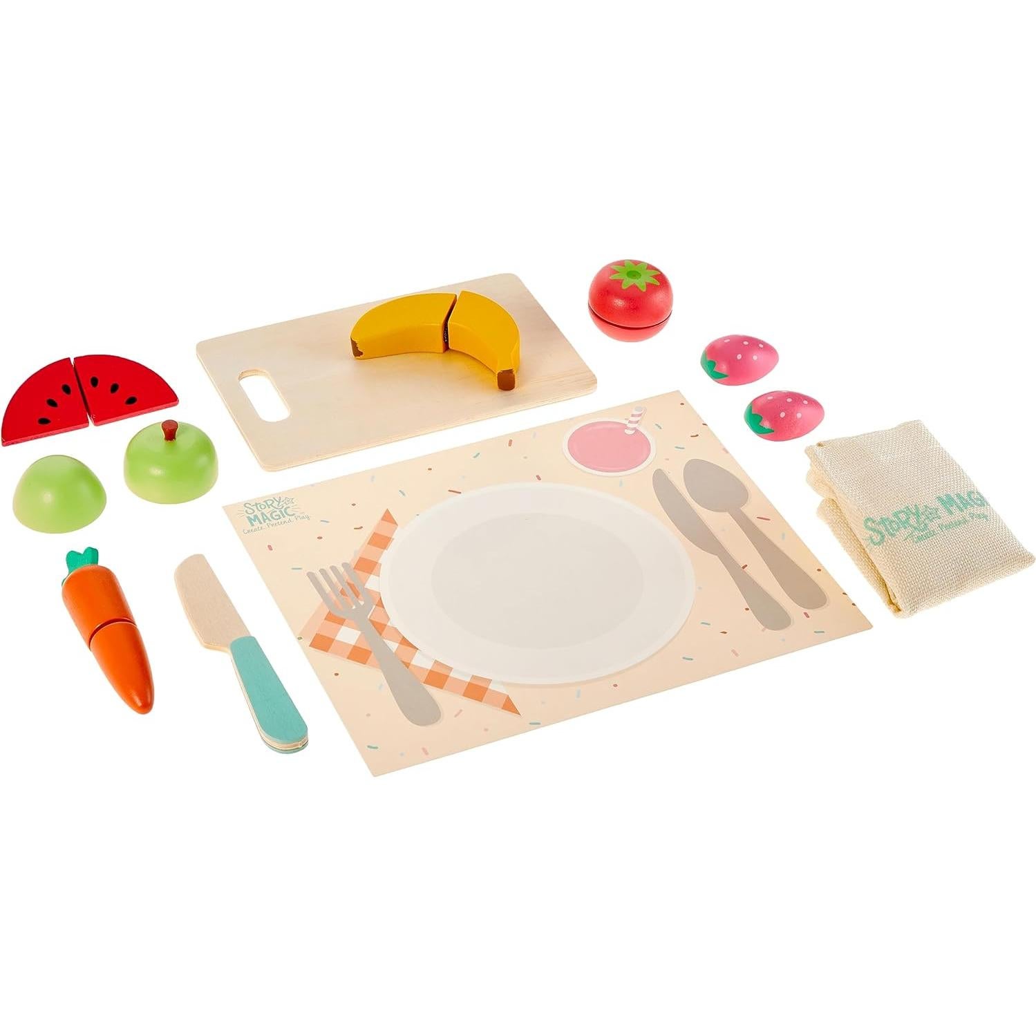 Juego de Corte de Alimentos de Madera Story Magic - 12 Piezas