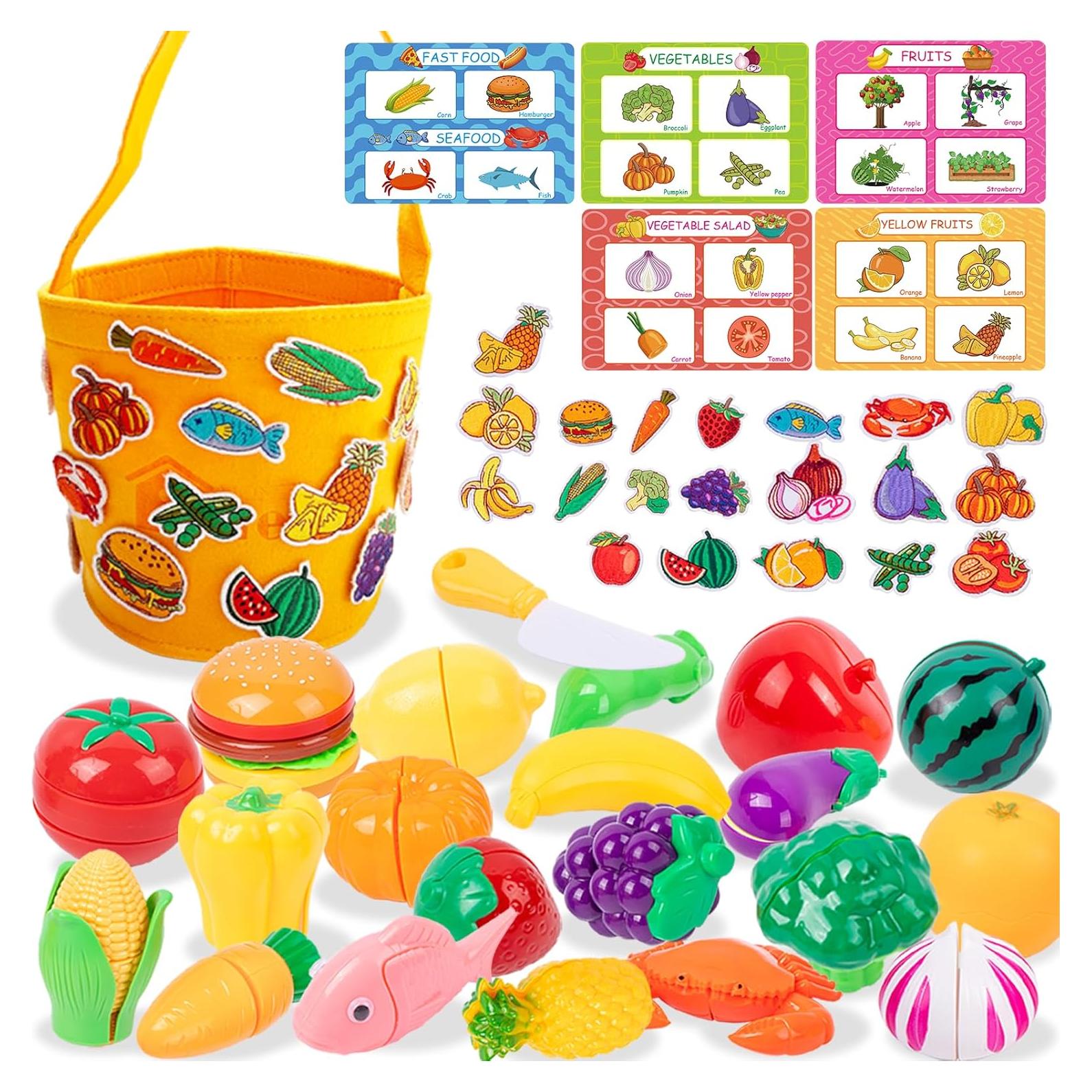 Juguete de Cocina Adena Montessori 40 PCS Frutas y Verduras