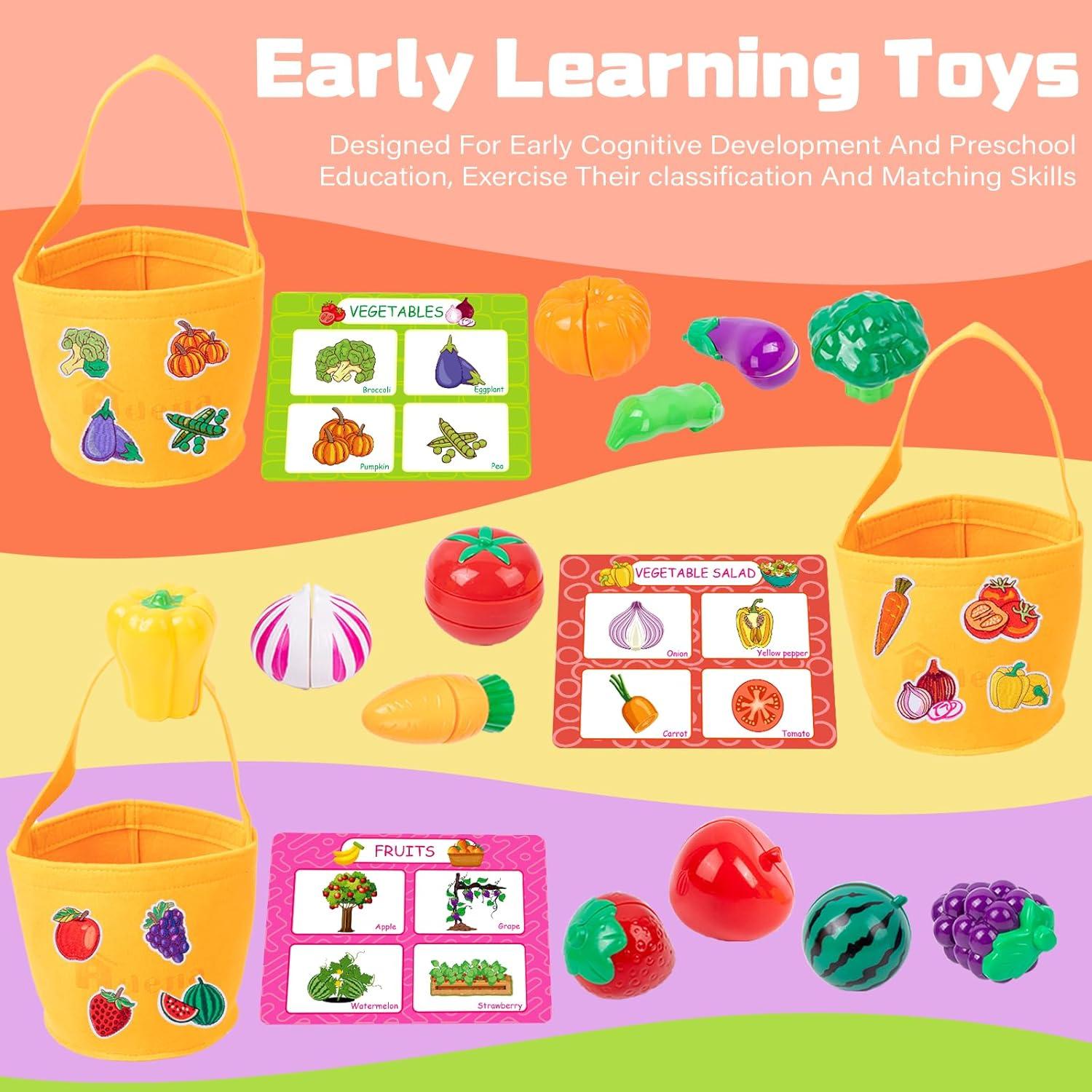 Juguete de Cocina Adena Montessori 40 PCS Frutas y Verduras