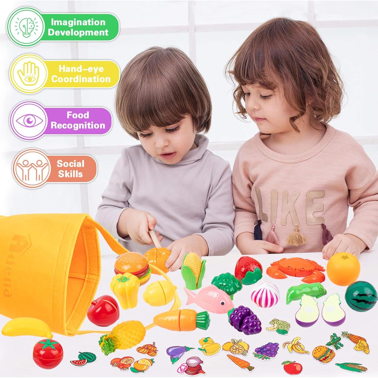 Juguete de Cocina Adena Montessori 40 PCS Frutas y Verduras