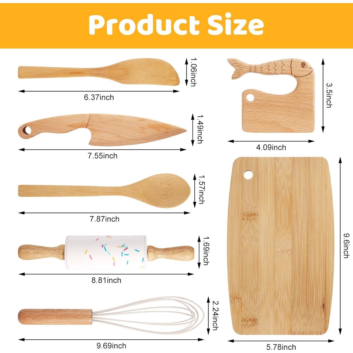 Juego de Cuchillos de Madera para Niños HEQU 7 Piezas