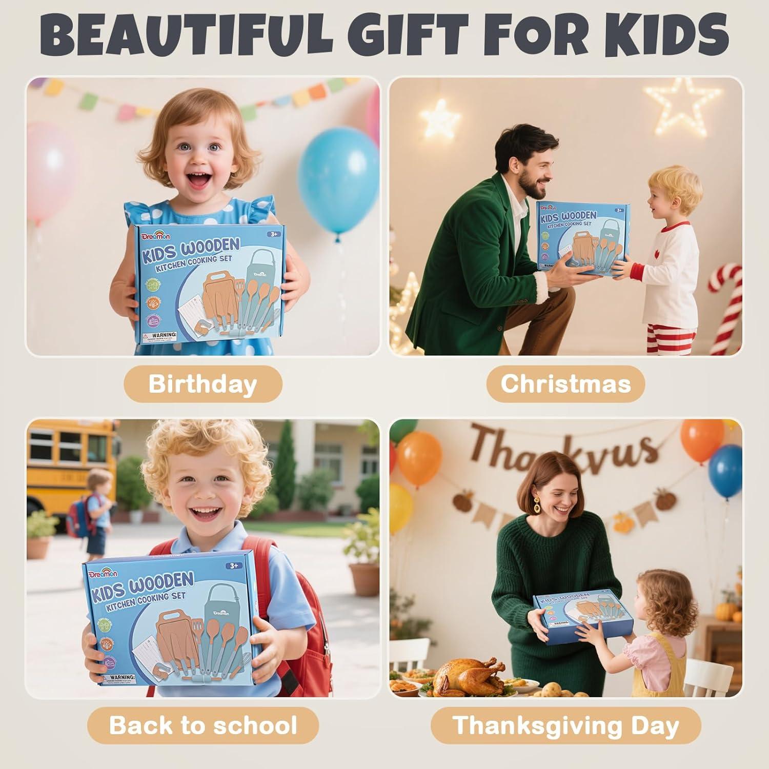 Juego de Cocina de Madera Dreamon 29 PCS para Niños 3+ Años