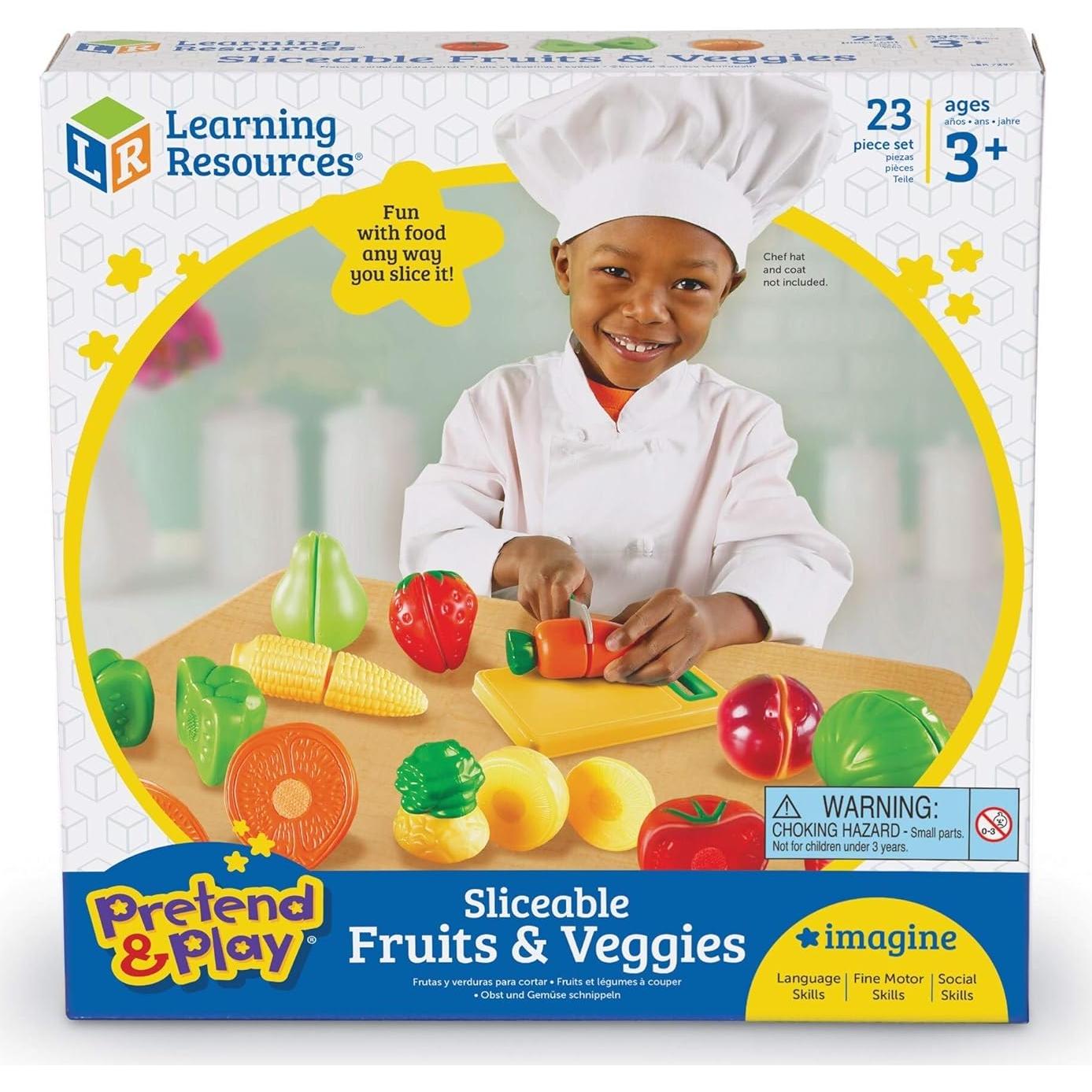 Juguete de Cocina Recursos de Aprendizaje 23 Piezas Frutas y Verduras