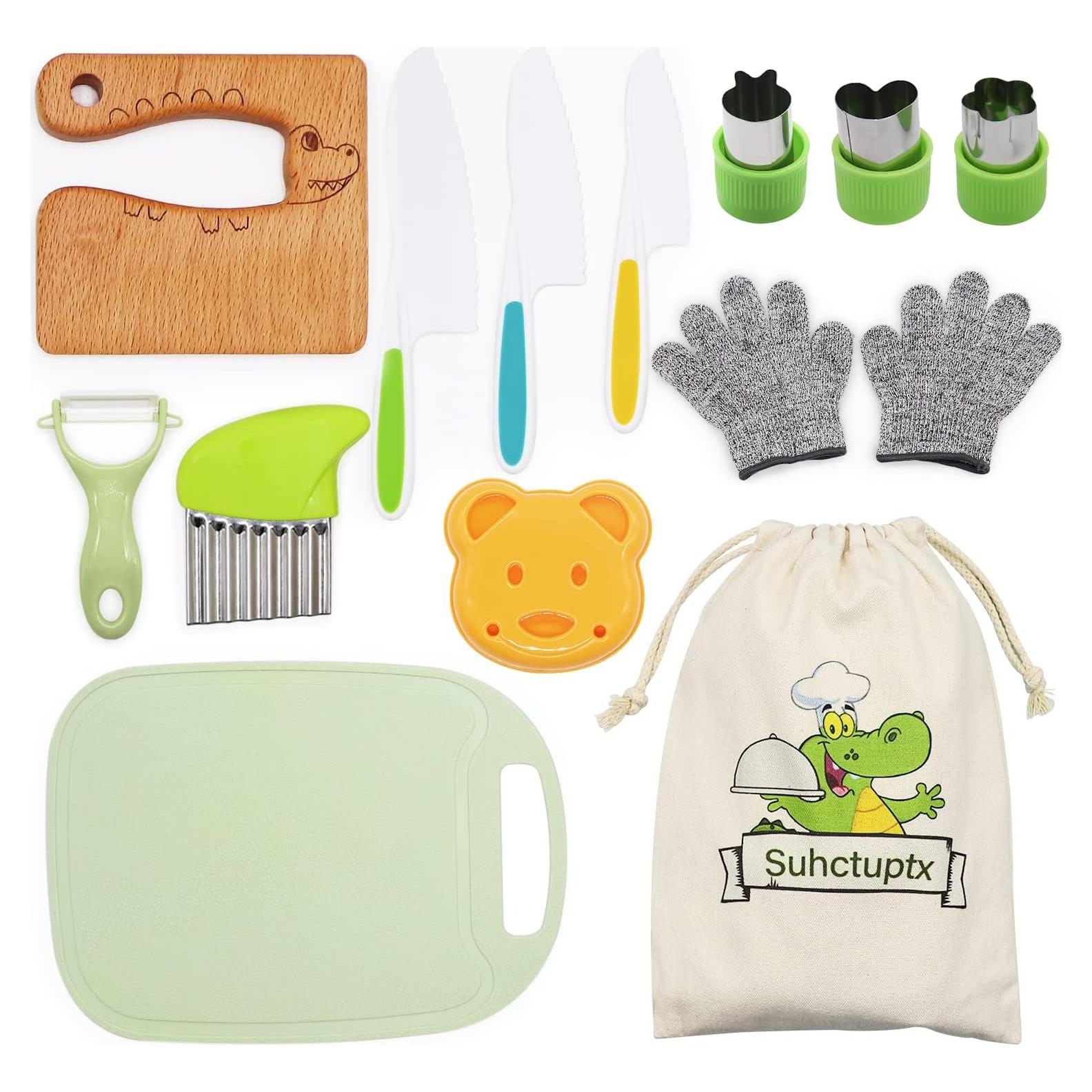 Set de Cuchillos para Niños Suhctuptx 14 Piezas con Guantes