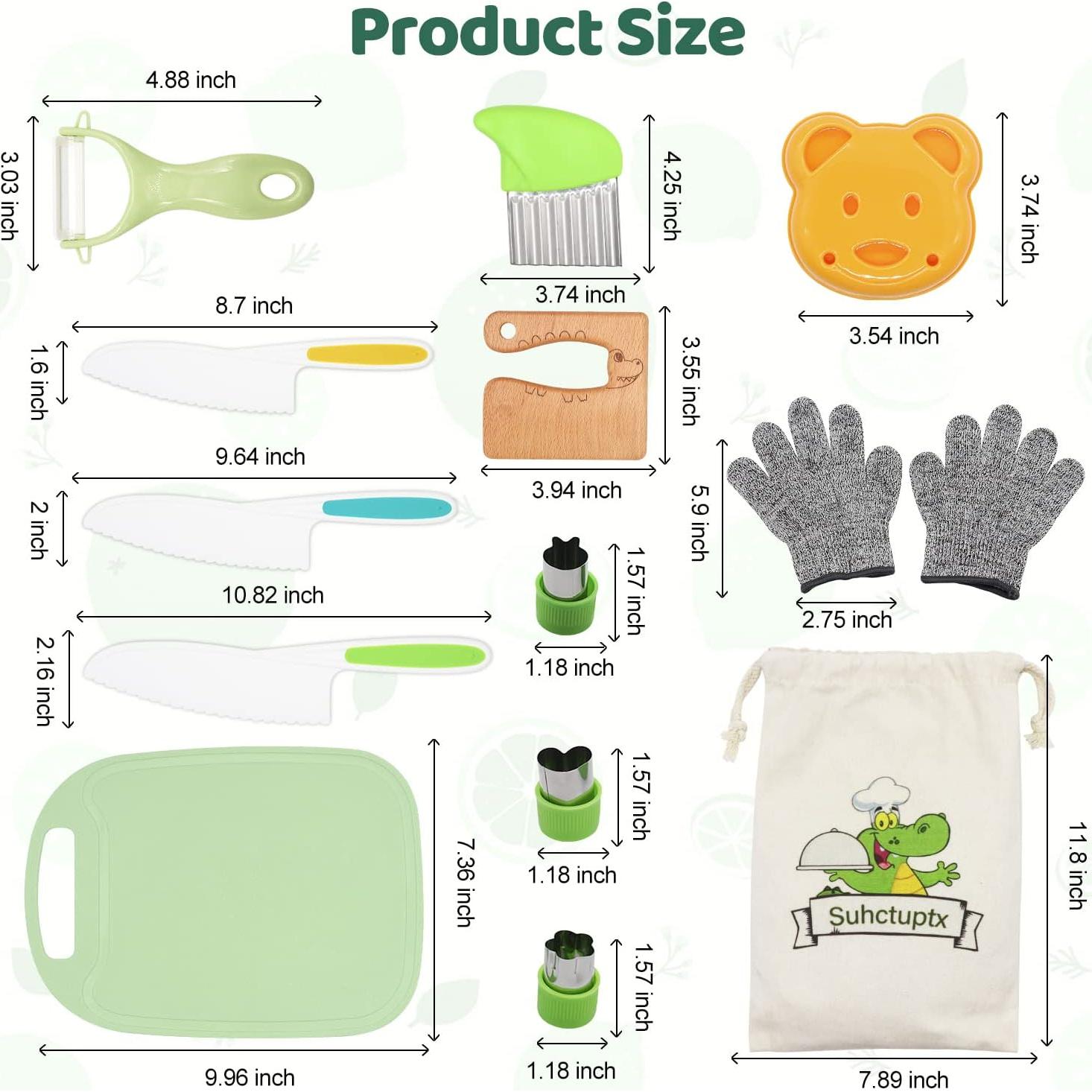 Set de Cuchillos para Niños Suhctuptx 14 Piezas con Guantes