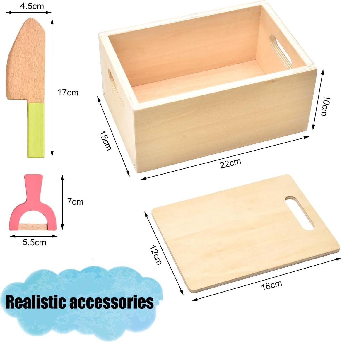 Set de Comida de Madera para Niños - 9 Frutas y Verduras Cortables