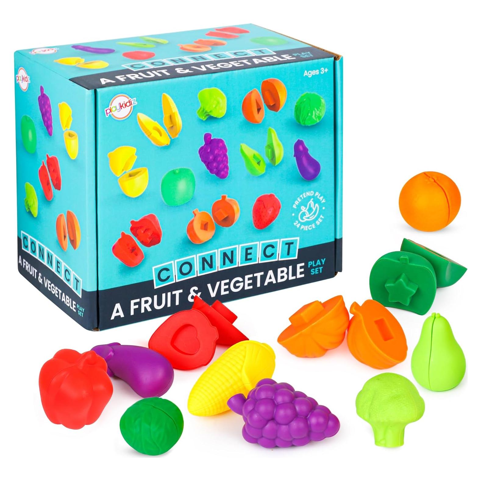 Juego de Frutas y Verduras Playkidiz - 12 Piezas Educativas