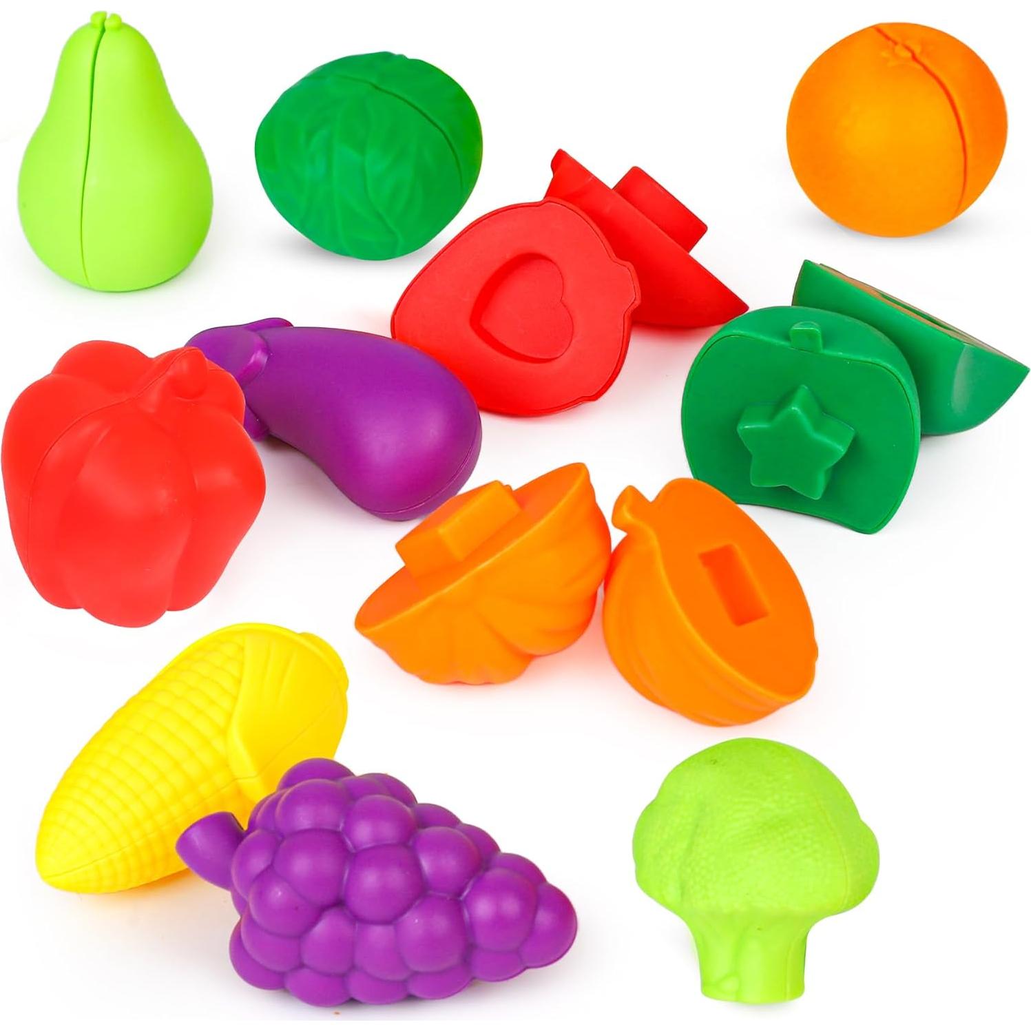 Juego de Frutas y Verduras Playkidiz - 12 Piezas Educativas