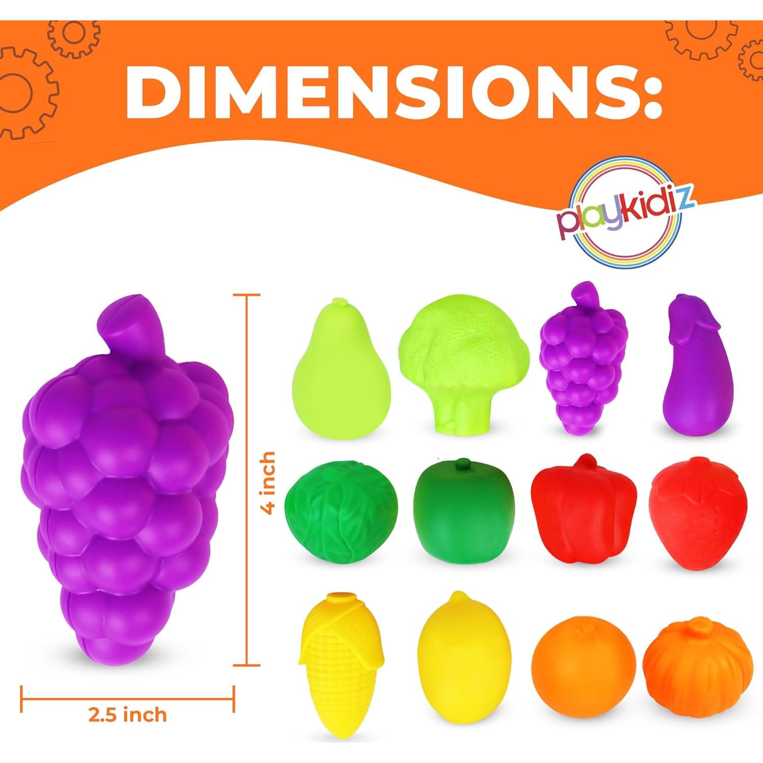 Juego de Frutas y Verduras Playkidiz - 12 Piezas Educativas