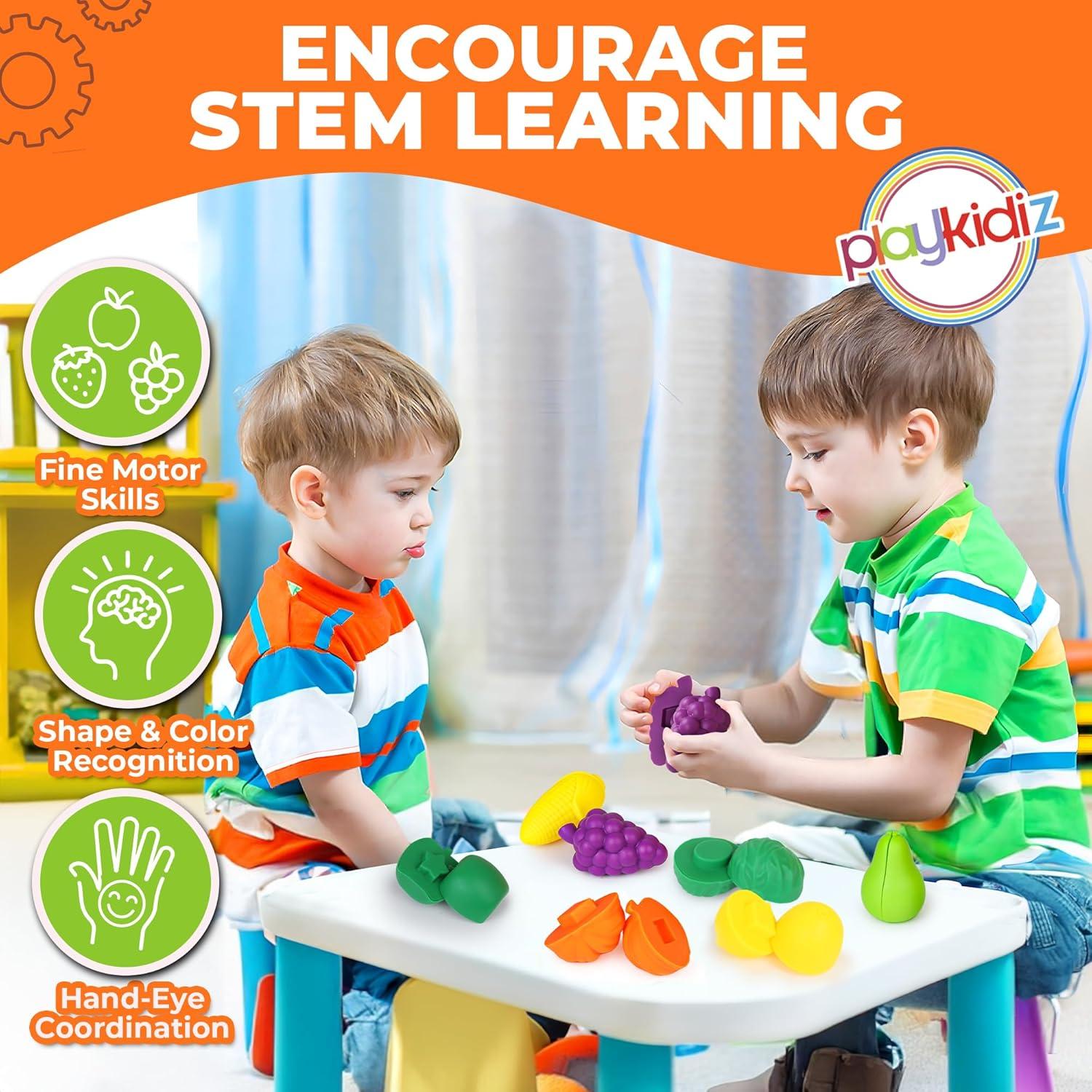 Juego de Frutas y Verduras Playkidiz - 12 Piezas Educativas