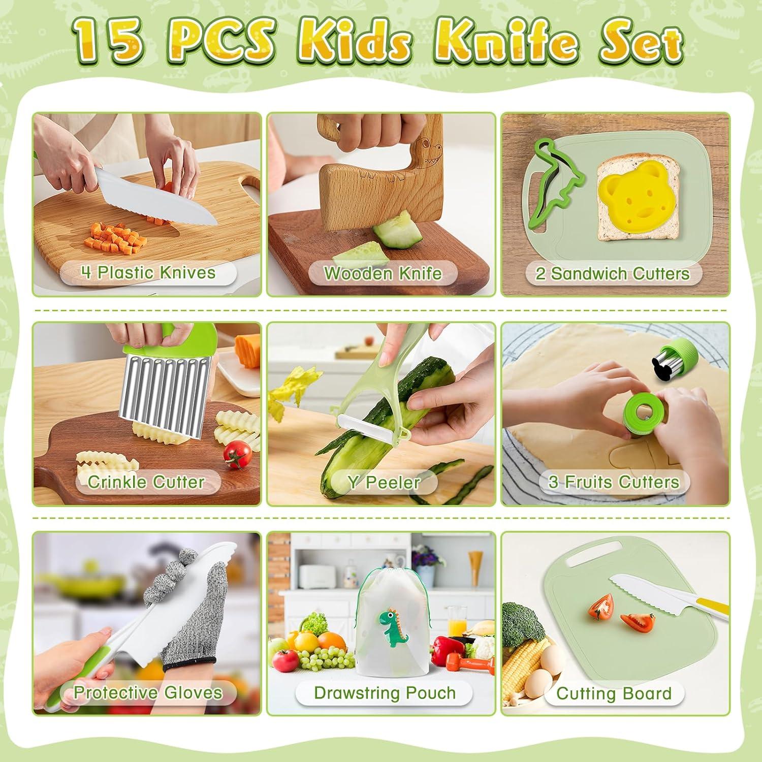 Juego de Cuchillos para Niños HAIMST 15 Piezas Seguro y Colorido