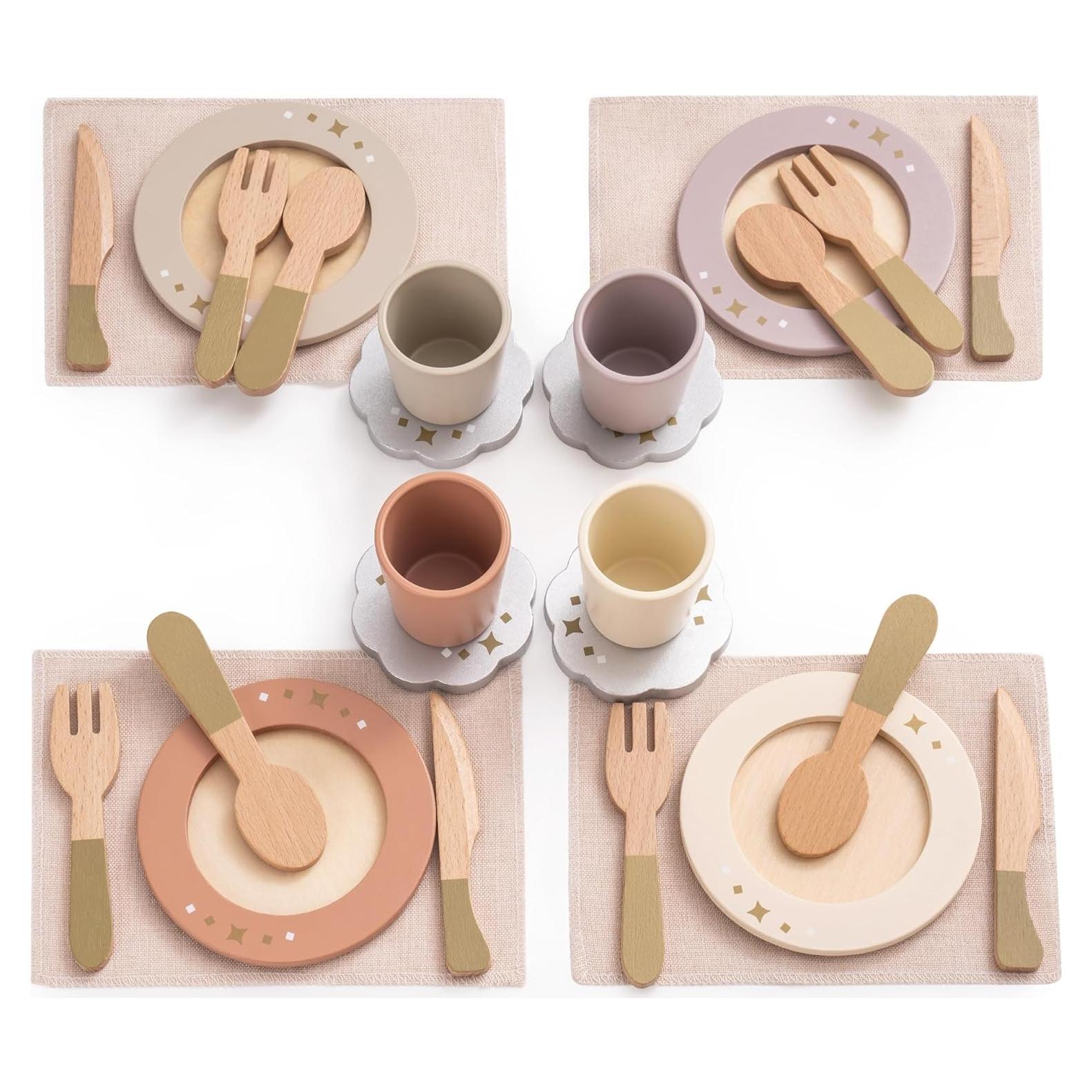 Juego de Platos de Madera Robud 4 Piezas para Niños