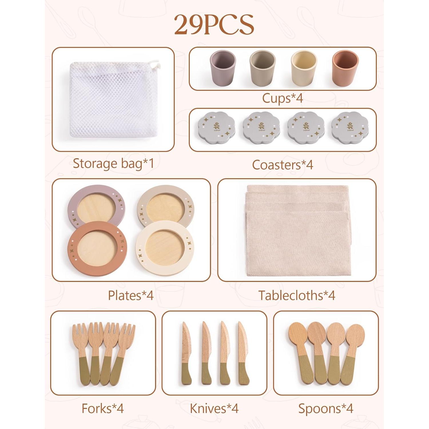 Juego de Platos de Madera Robud 4 Piezas para Niños