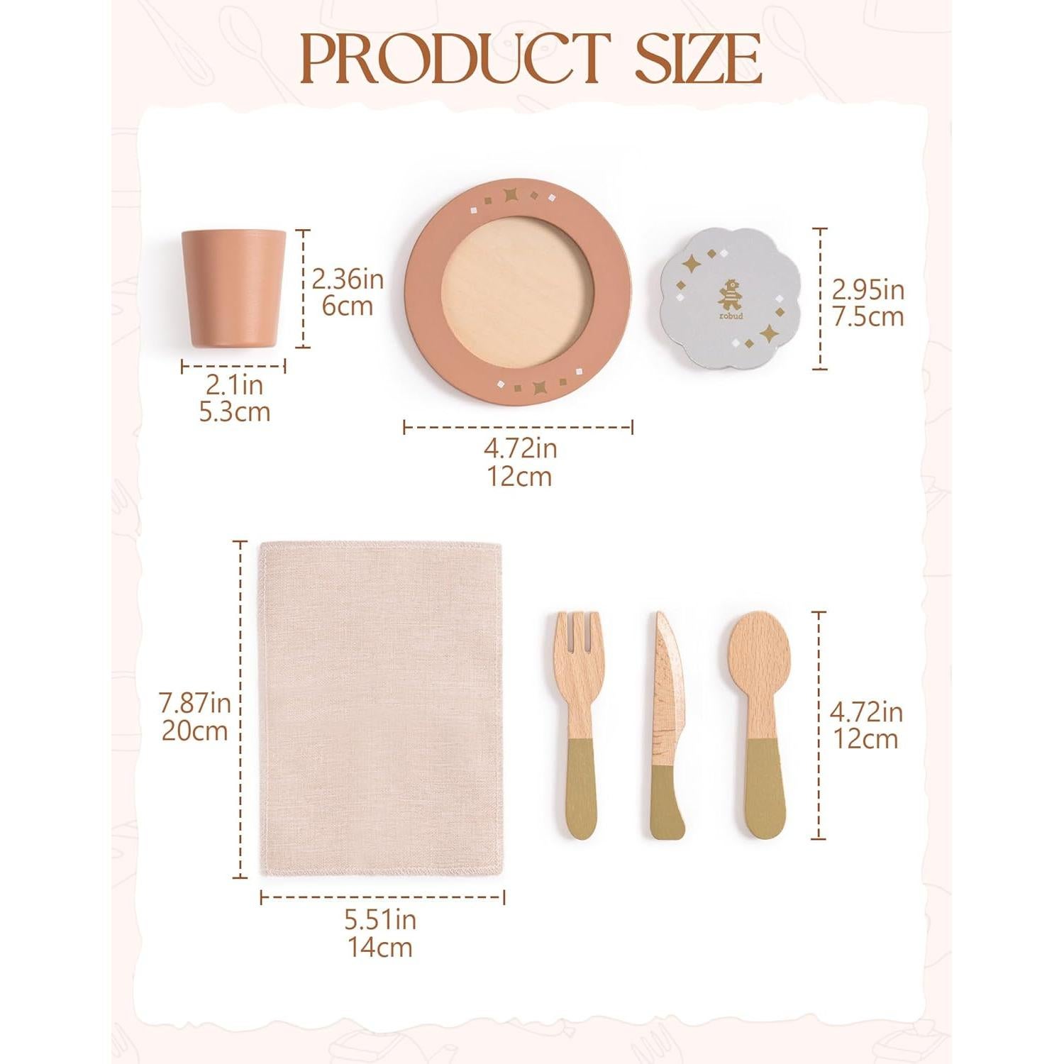 Juego de Platos de Madera Robud 4 Piezas para Niños