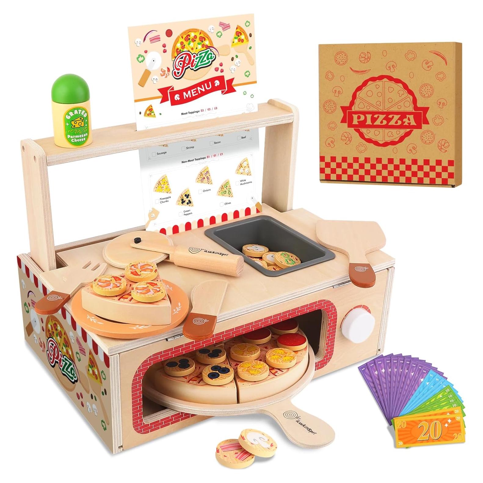 Juego de Pizza de Madera iLuckinSpri 68PCS para Niños 3+