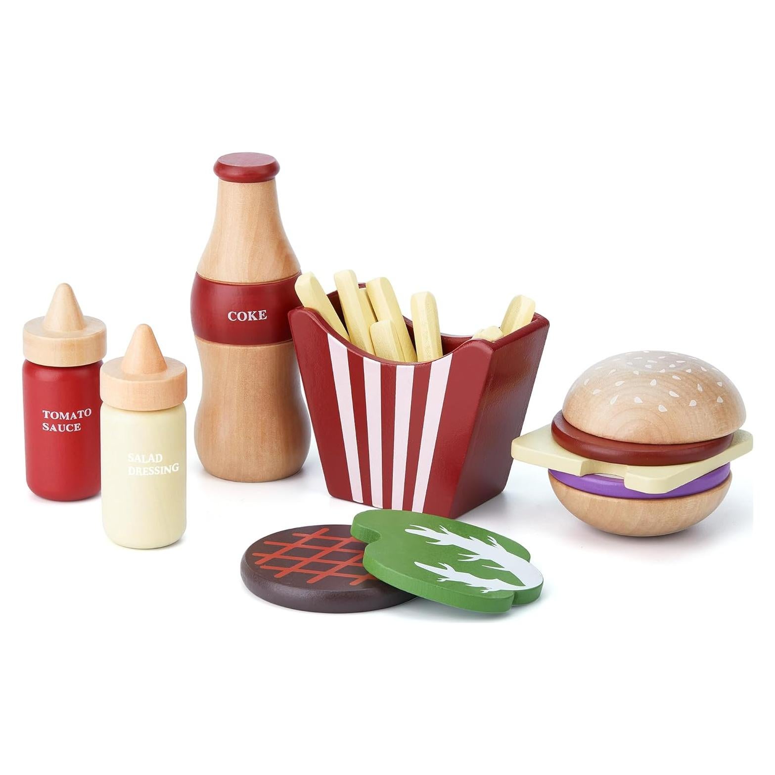 Juego de Comida de Madera Toywoo Set de Hamburguesa 20x10x10cm