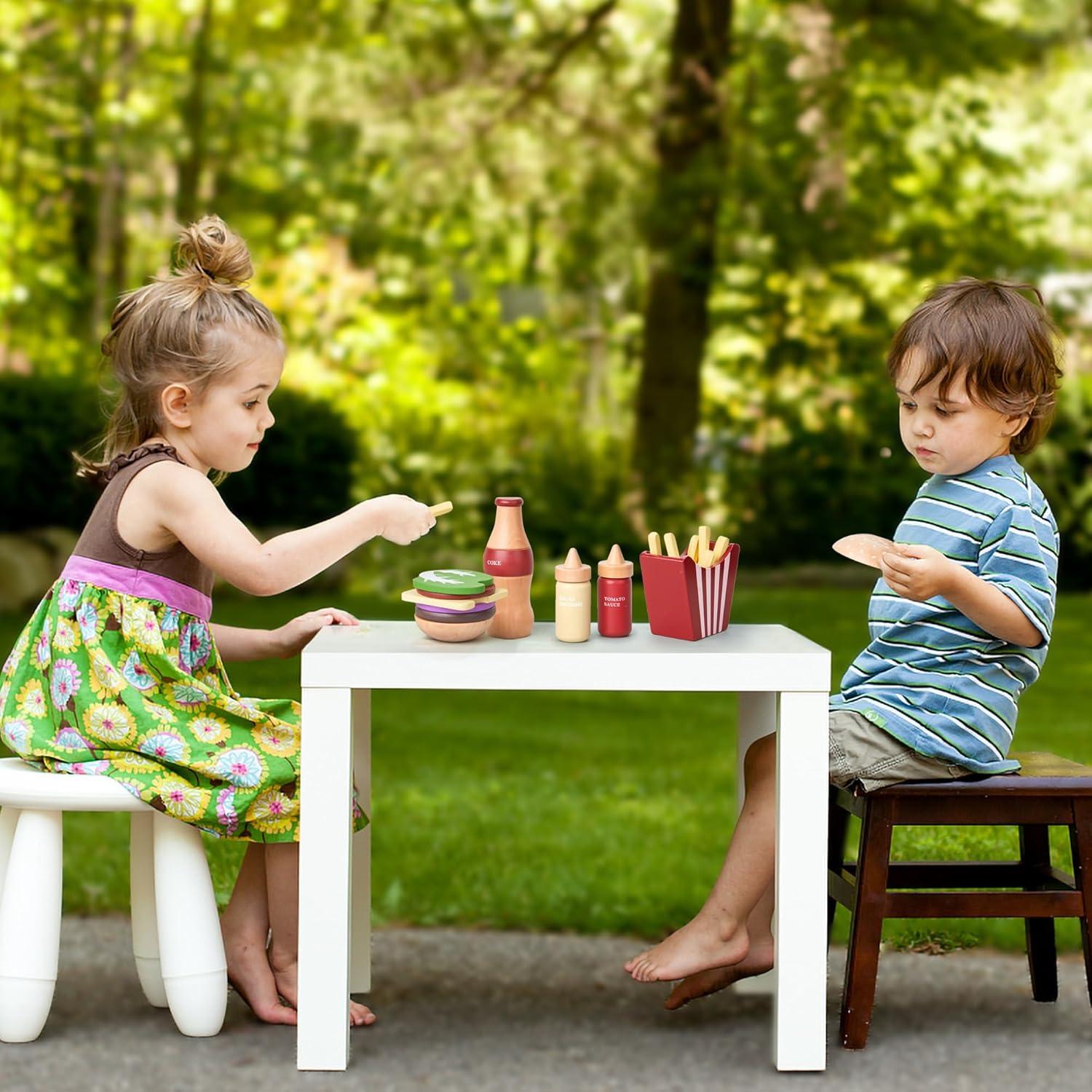 Juego de Comida de Madera Toywoo Set de Hamburguesa 20x10x10cm