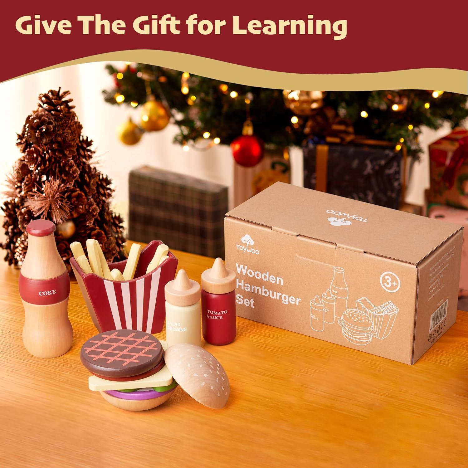 Juego de Comida de Madera Toywoo Set de Hamburguesa 20x10x10cm