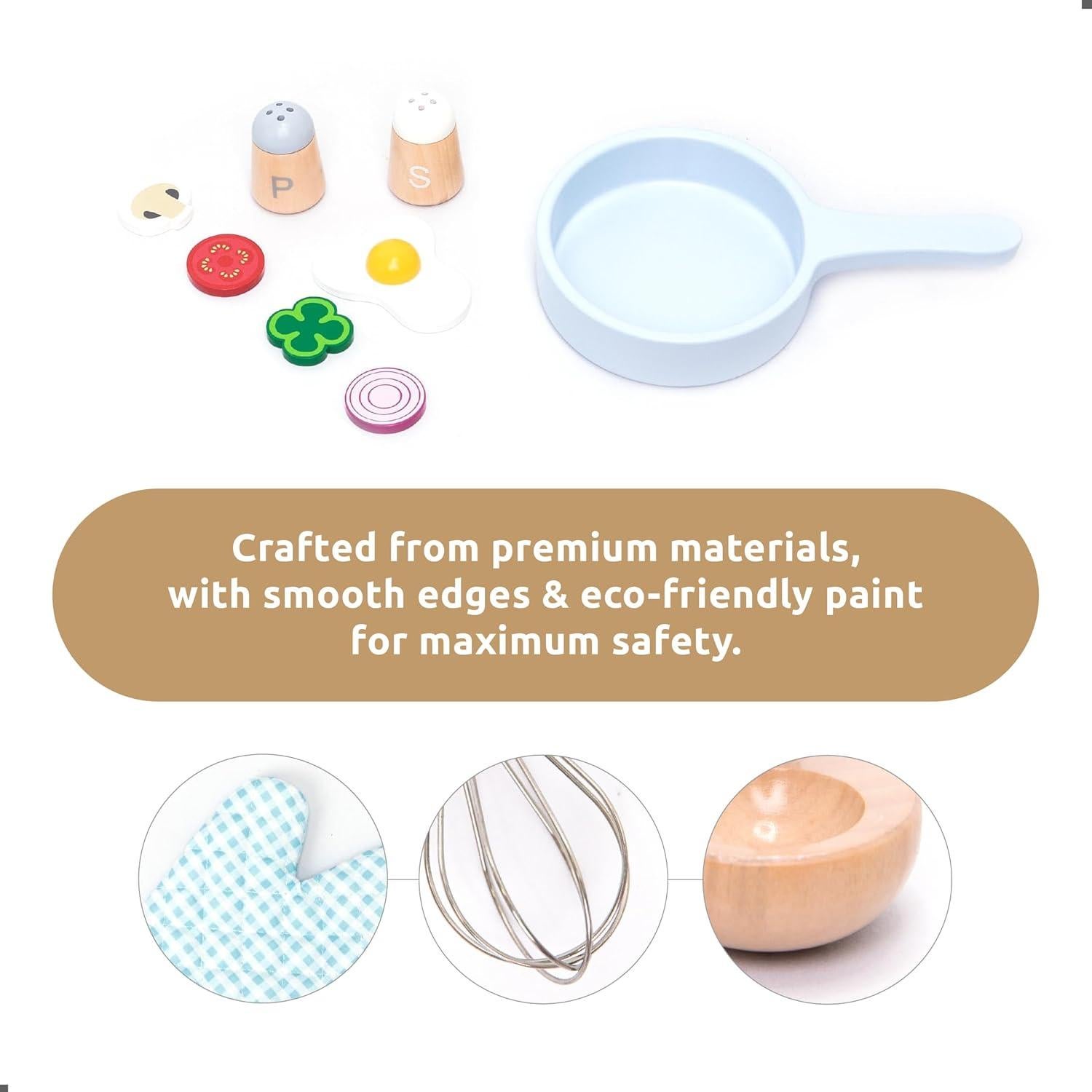 Juego de Cocina de Madera UMU 18 Piezas para Niños 3-5 Años