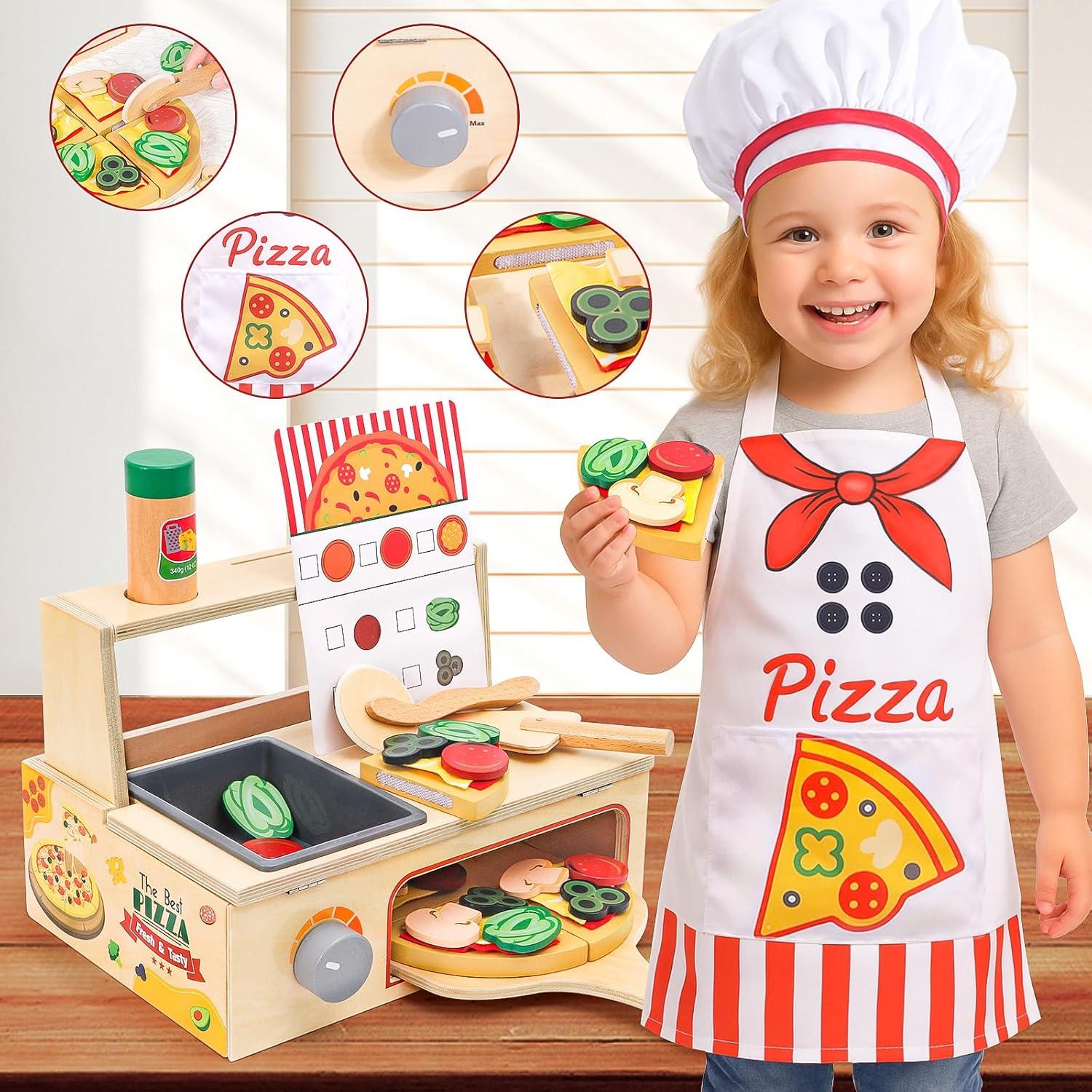 Juego de Cocina de Pizza de Madera FUNCREVITY para Niños 3+