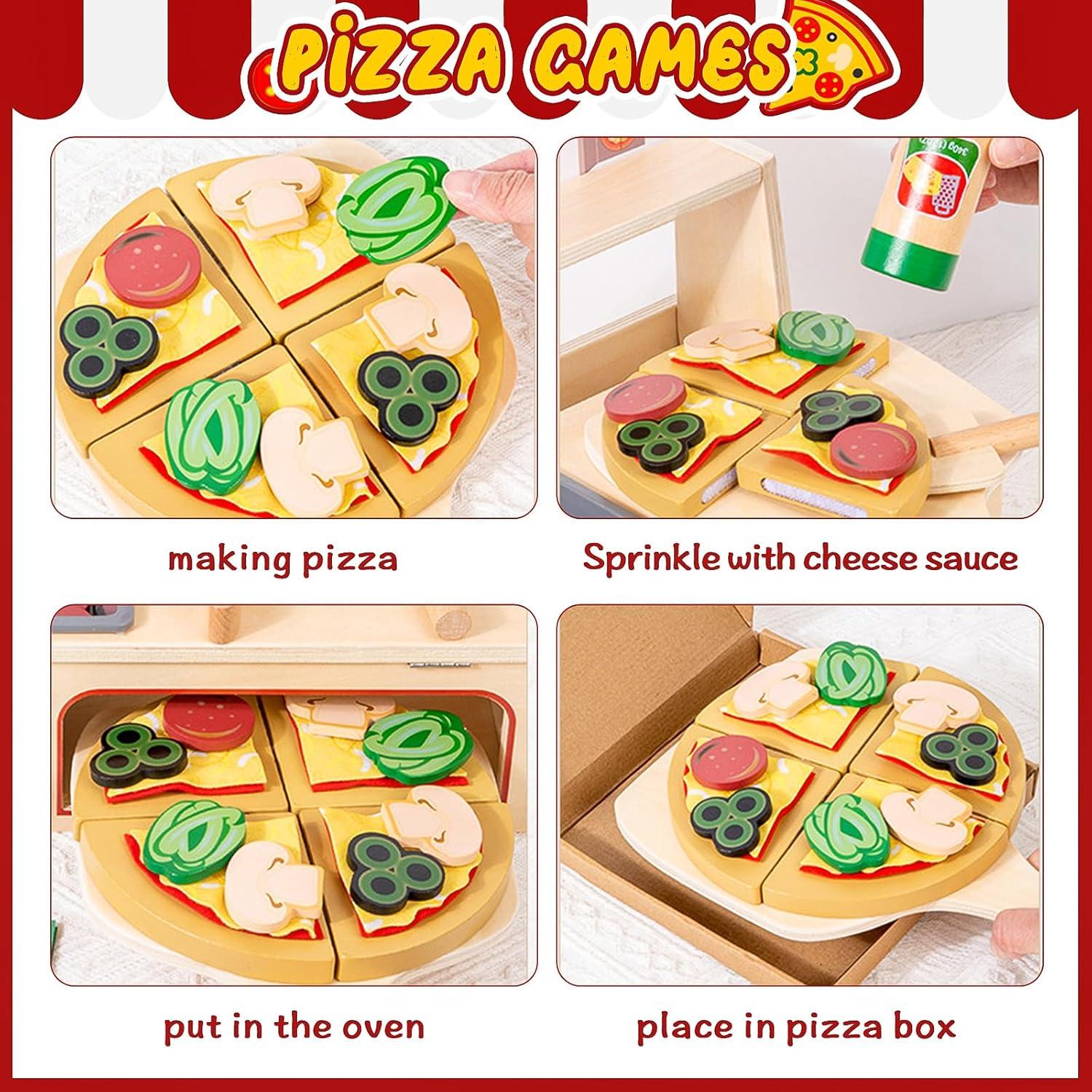 Juego de Cocina de Pizza de Madera FUNCREVITY para Niños 3+