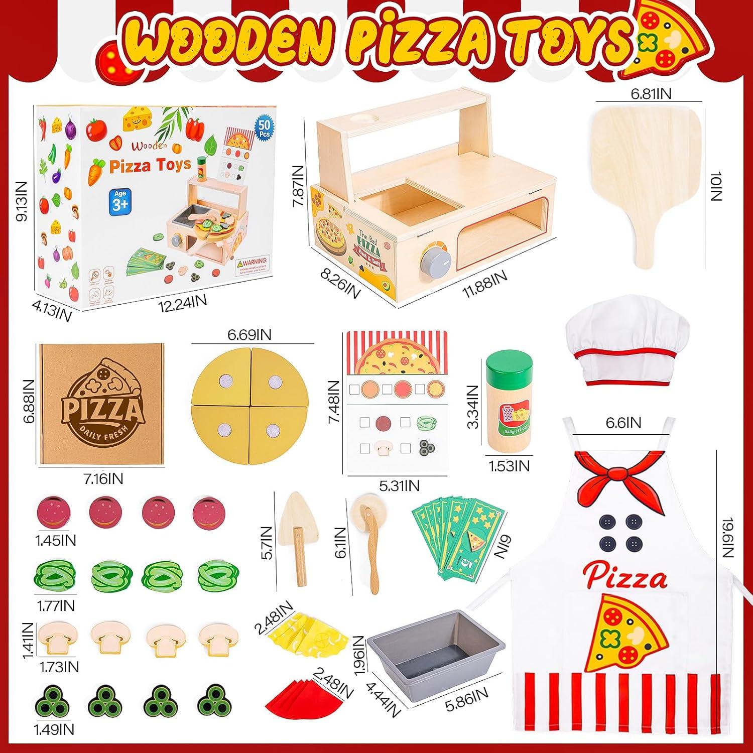 Juego de Cocina de Pizza de Madera FUNCREVITY para Niños 3+