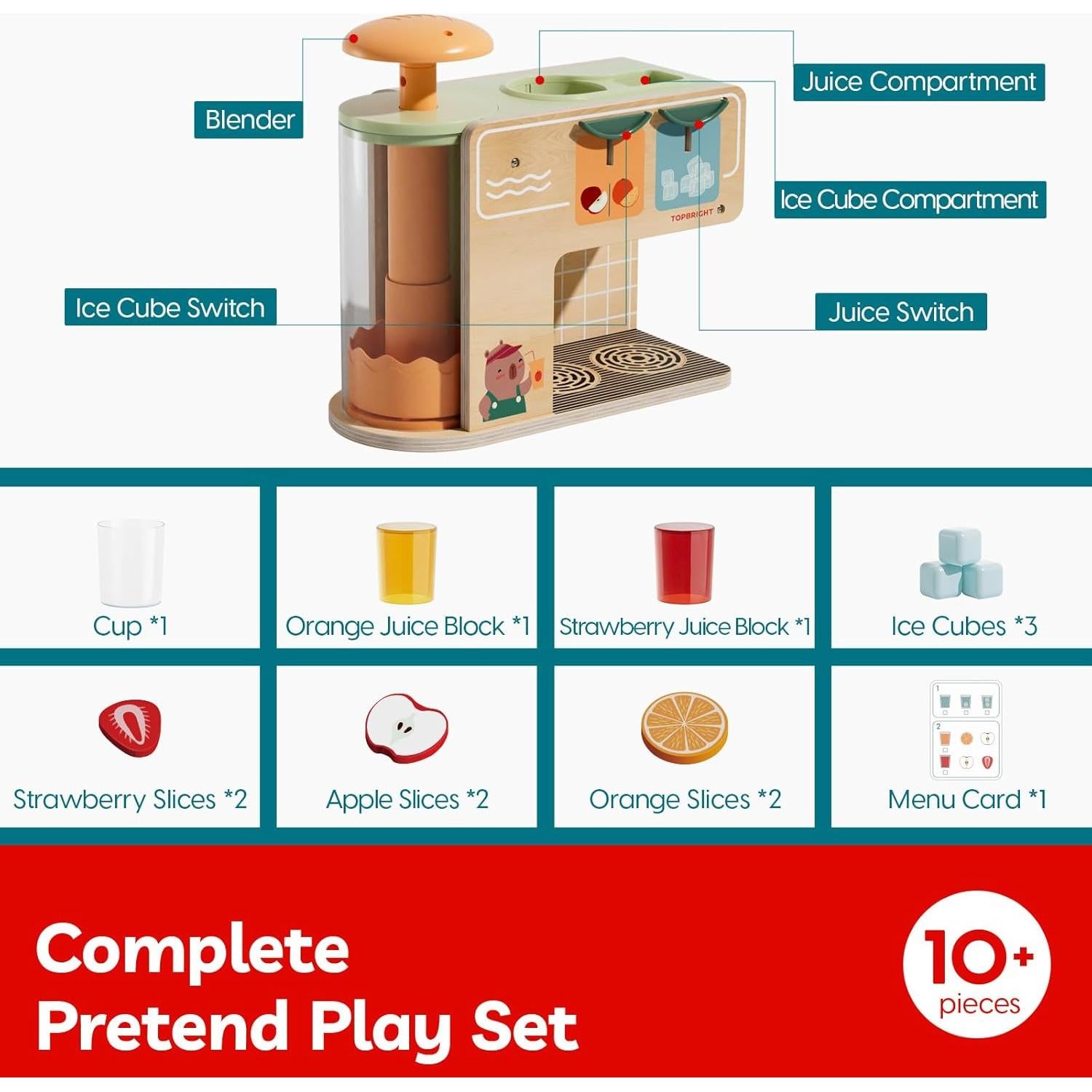 Dispensador de Bebidas de Madera TOP BRIGHT con Accesorios