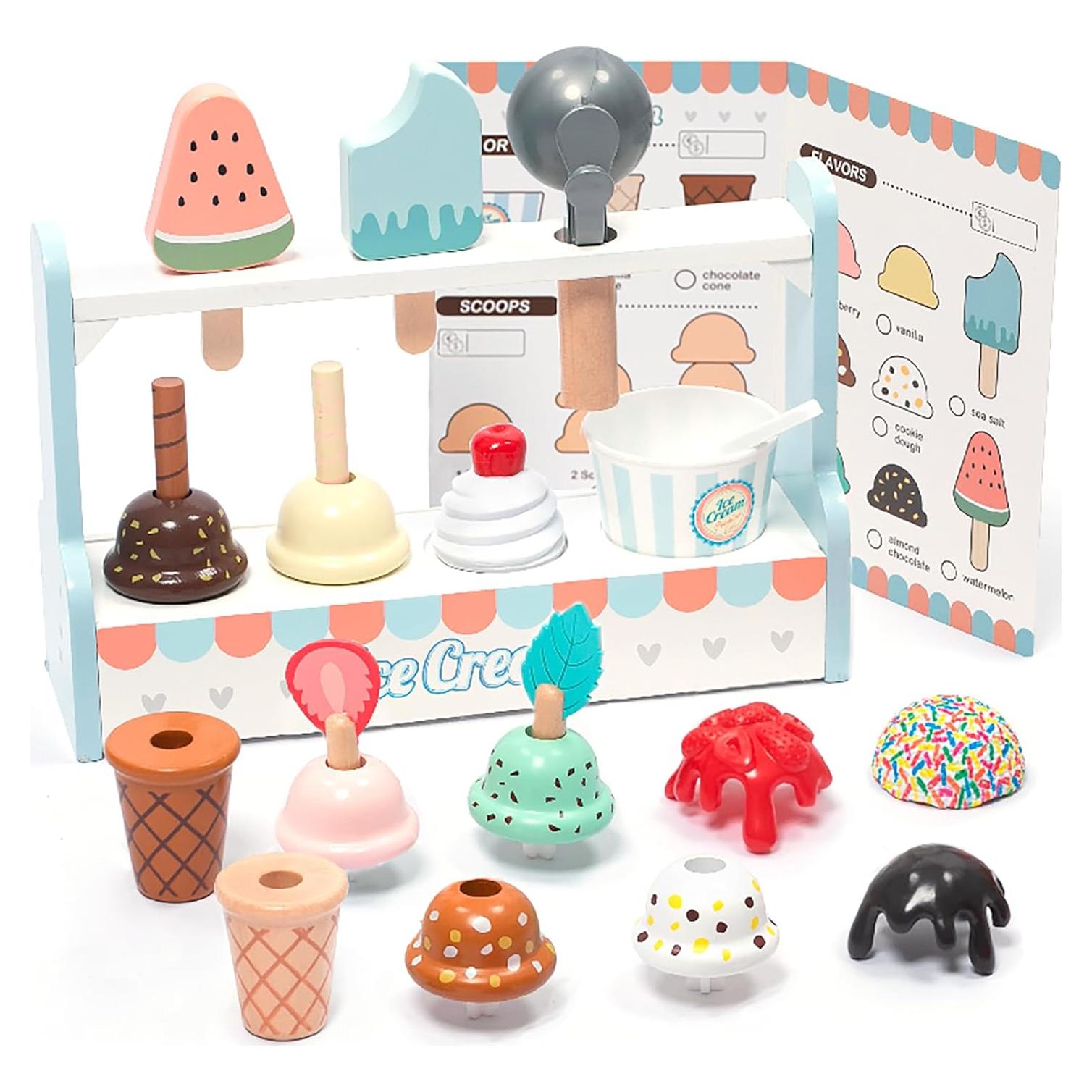 Set de Mostrador de Helados de Madera UMU - 21 Piezas Educativas