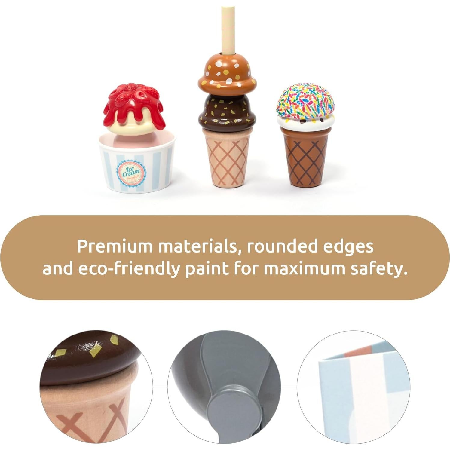 Set de Mostrador de Helados de Madera UMU - 21 Piezas Educativas