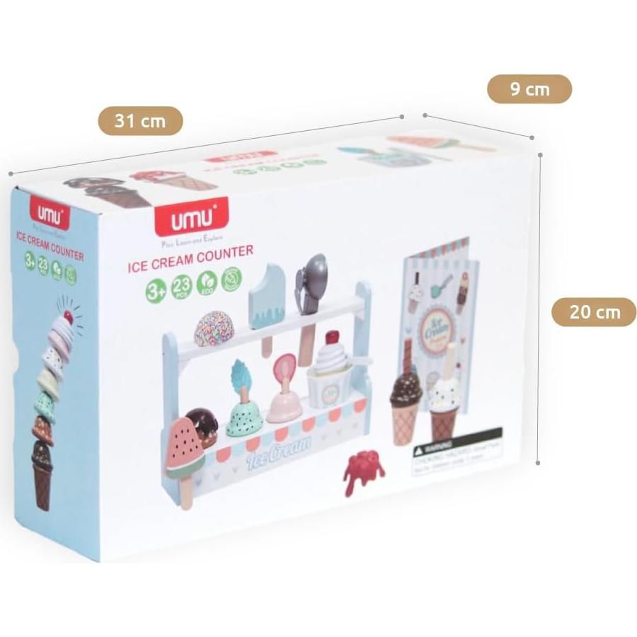 Set de Mostrador de Helados de Madera UMU - 21 Piezas Educativas