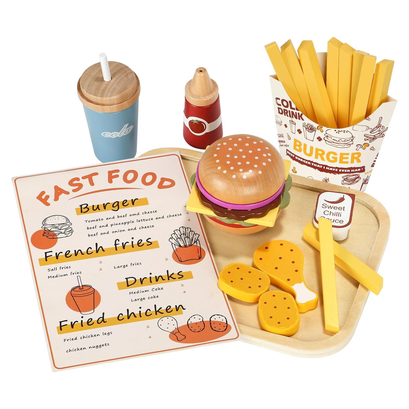 Juego de Comida Rápida de Madera Twood para Niños 3-7 Años