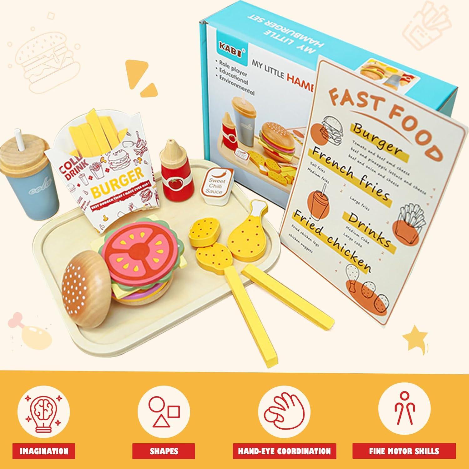 Juego de Comida Rápida de Madera Twood para Niños 3-7 Años