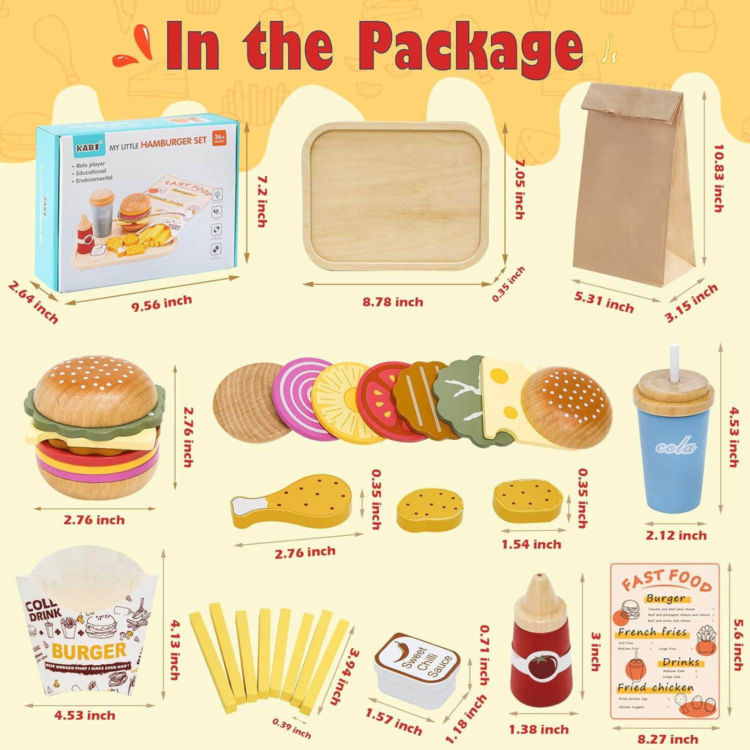 Juego de Comida Rápida de Madera Twood para Niños 3-7 Años