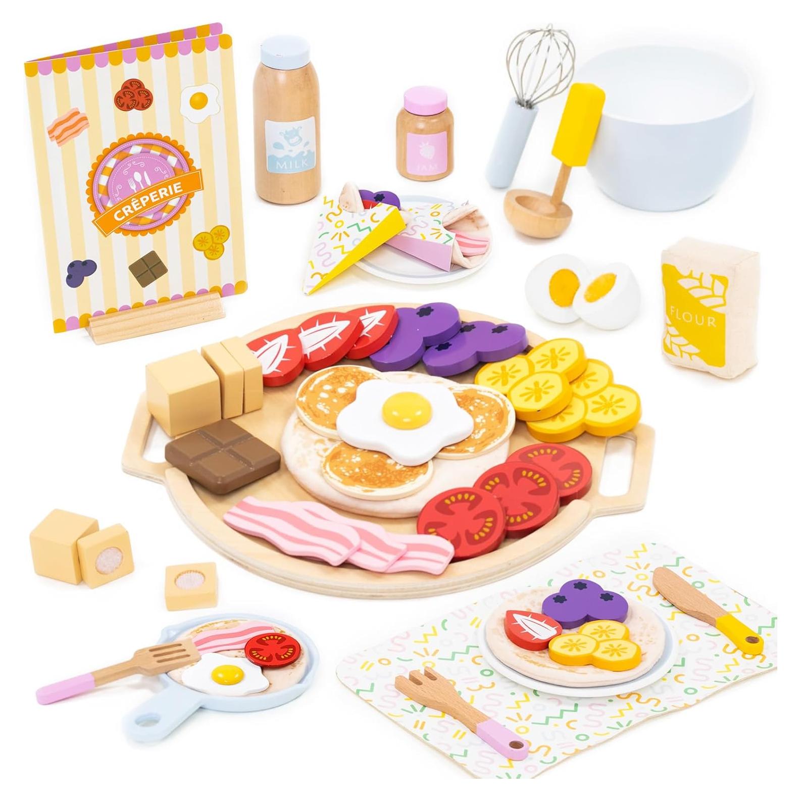 Set de Juguetes de Comida de Madera GNAYUIJ - Pancakes 44 Piezas