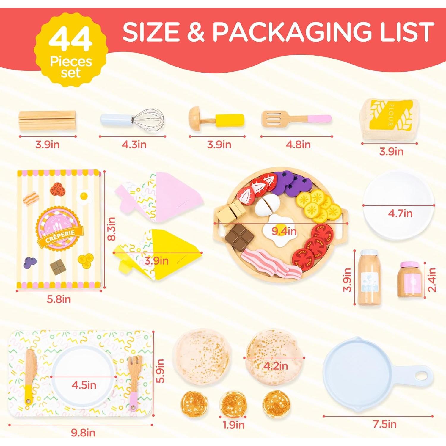 Set de Juguetes de Comida de Madera GNAYUIJ - Pancakes 44 Piezas